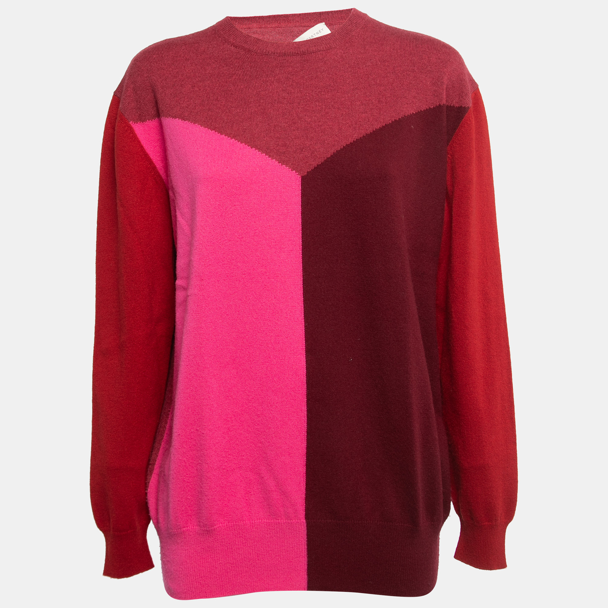 Pre-owned Stella Mccartney Pink Colorblock Cashmere Sweater S