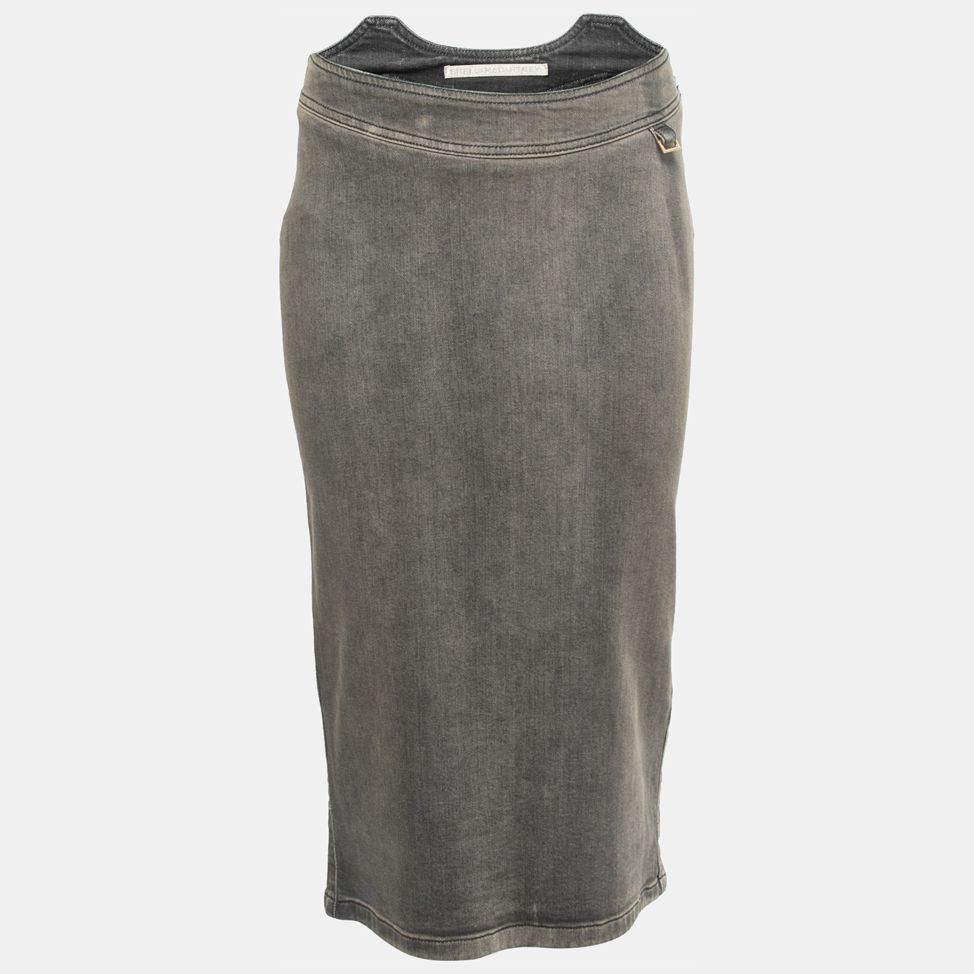 

Stella McCartney Grey Faded Effect Denim Midi Skirt S