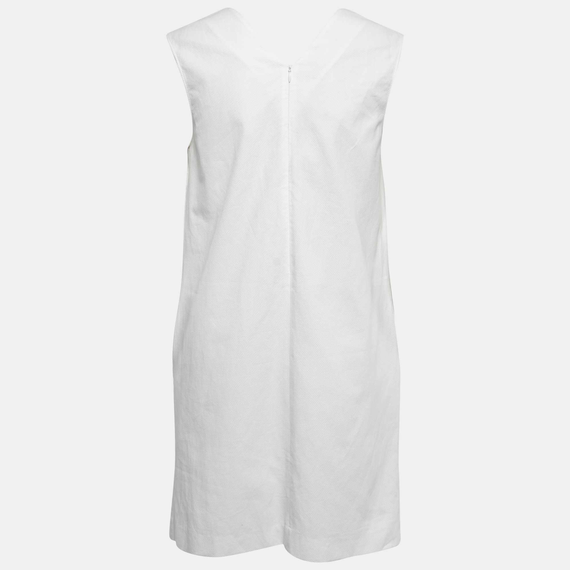 

Stella McCartney White Cotton Floral Patch Detail V-Neck Sleeveless Mini Dress