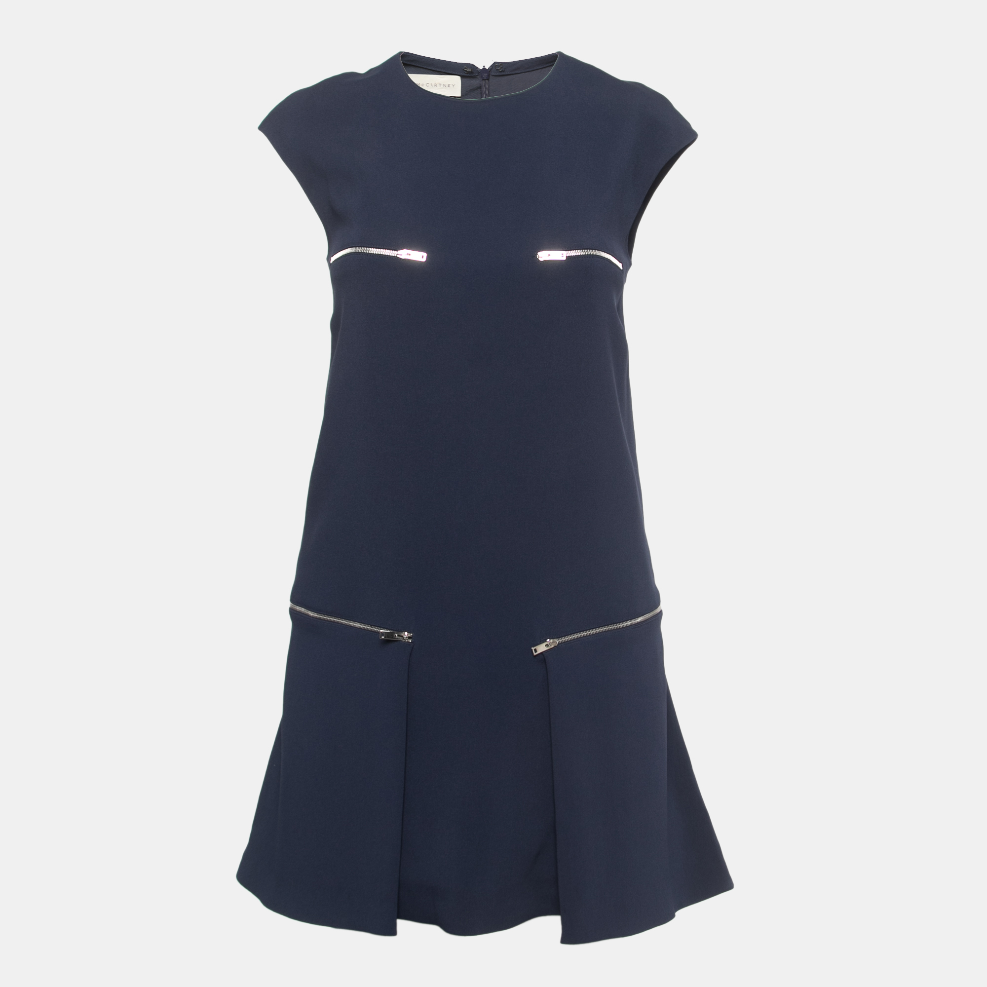 

Stella McCartney Navy Blue Crepe Zip Detail Sleeveless Mini Dress