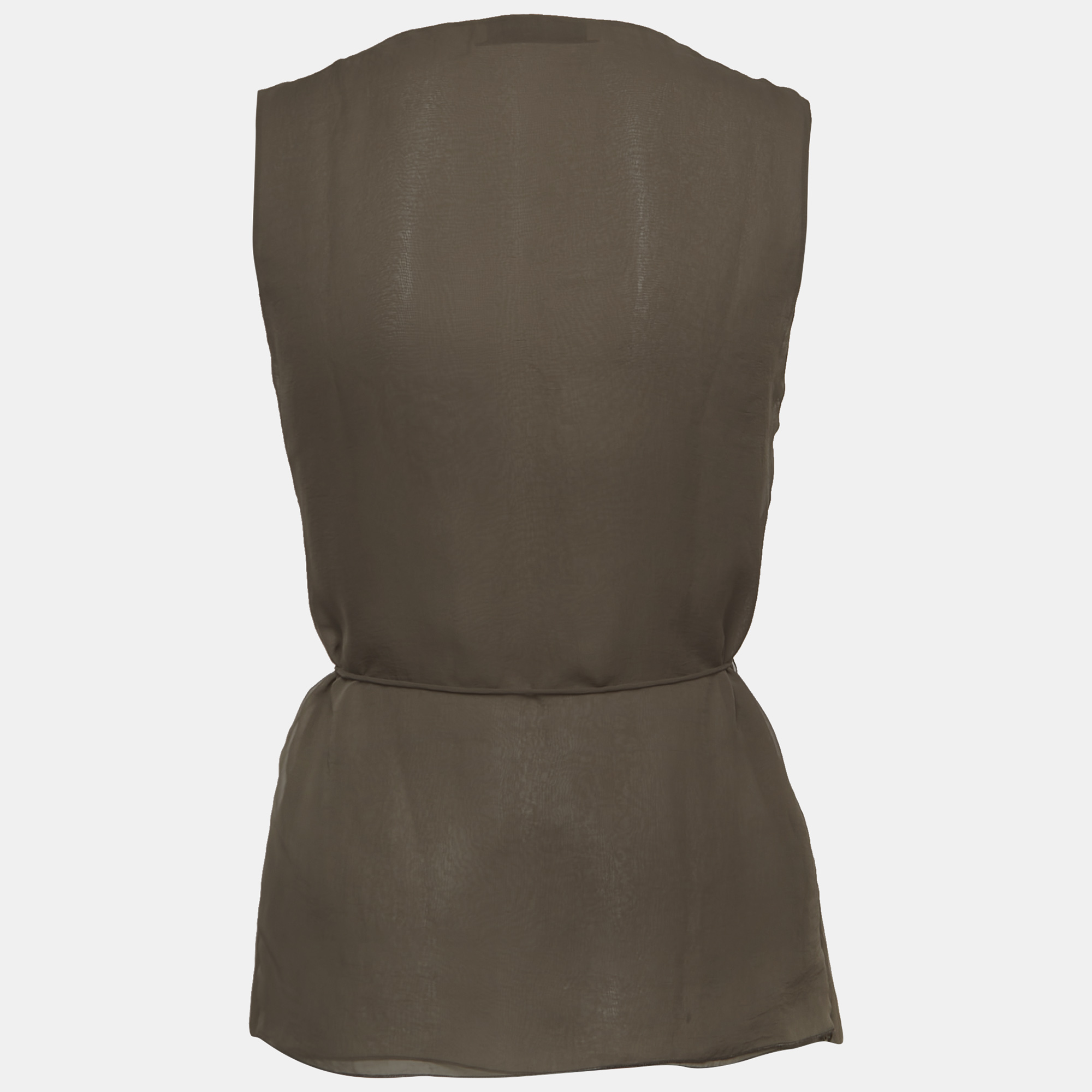 

Stella McCartney Green Chiffon Pleated Sleeveless Top