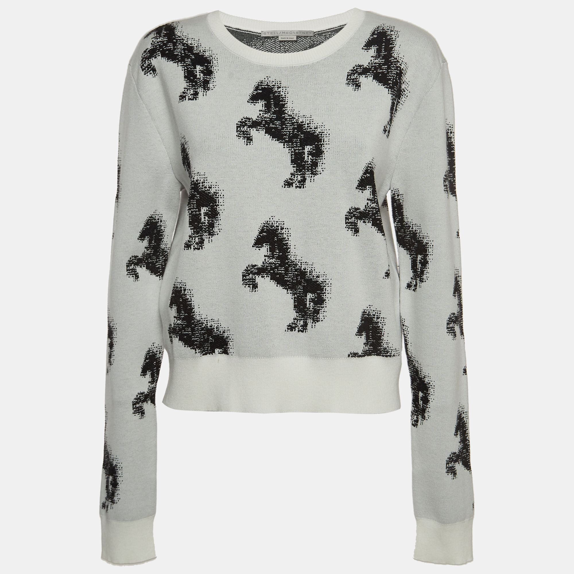 

Stella McCartney Grey/ Black Pixel Horse Intarsia Knit Sweatshirt