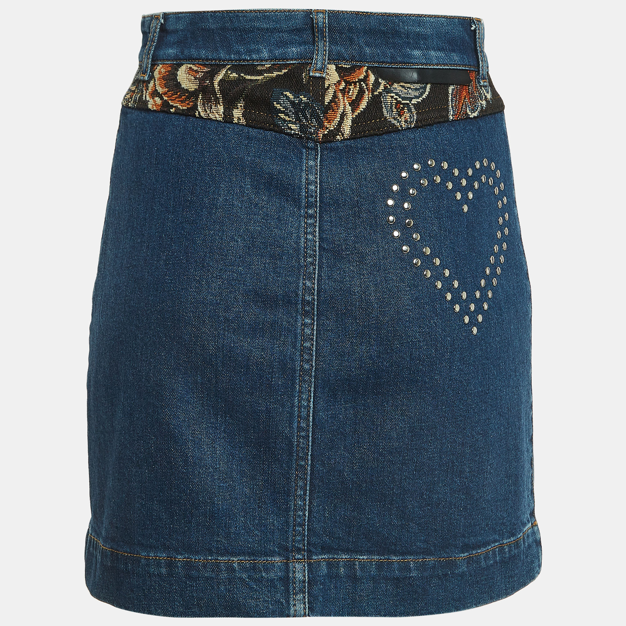 

Stella McCartney Blue Denim Embroidered Patch Mini Skirt