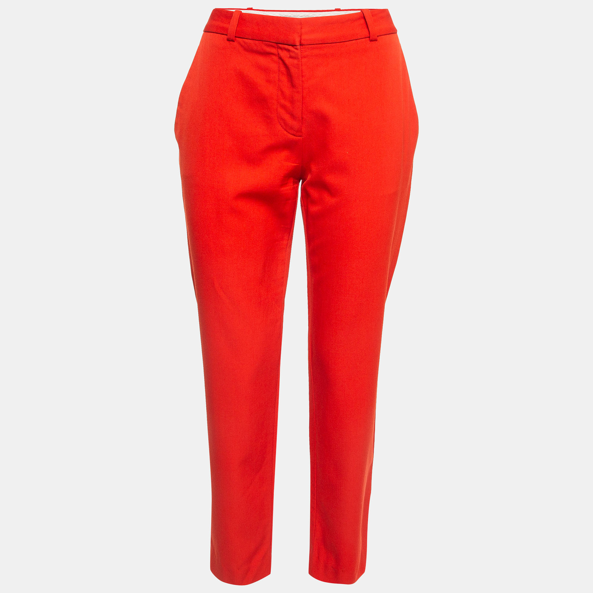 Pre-owned Stella Mccartney Red Wool Slim Fit Trousers M