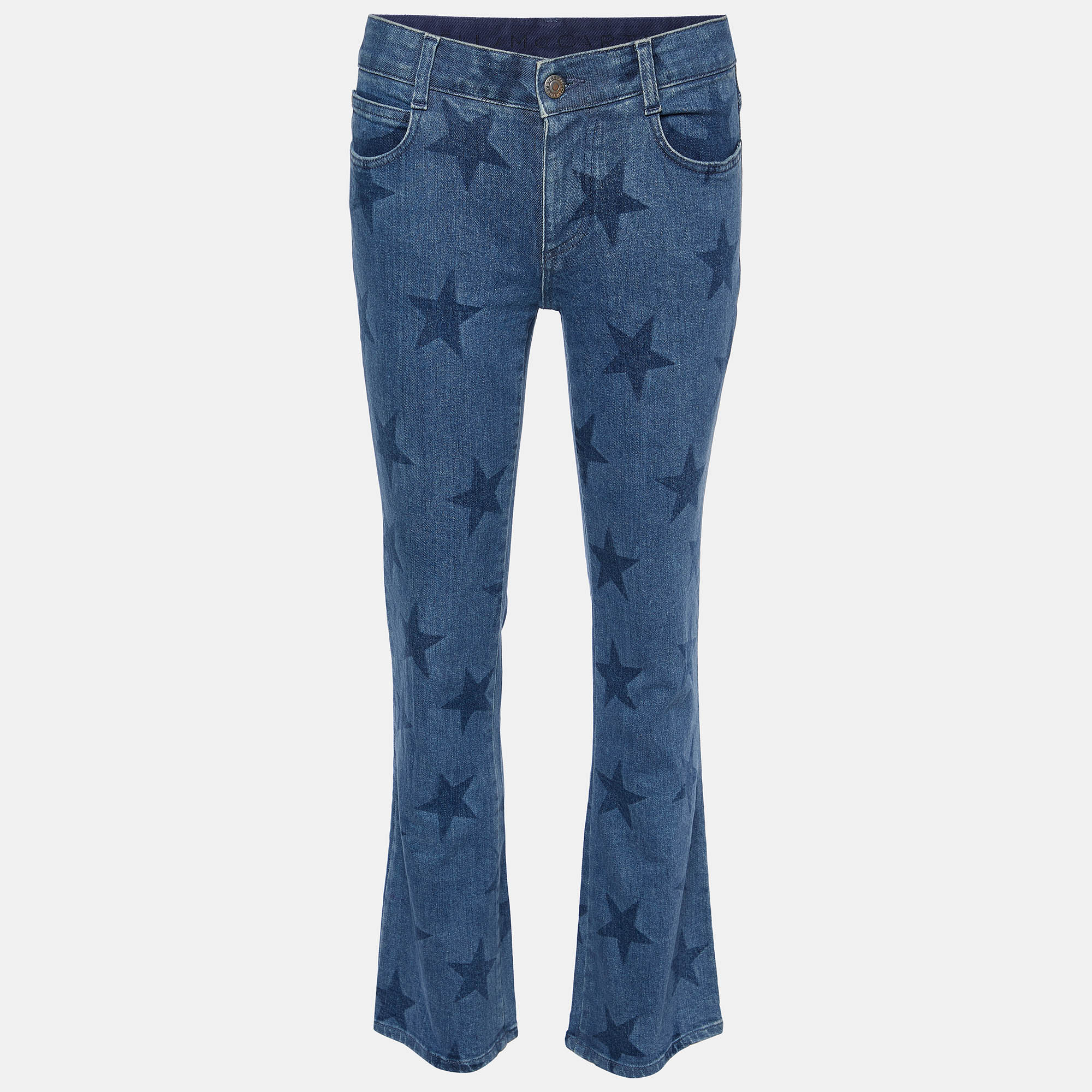 Pre-owned Stella Mccartney Blue Star Print Denim Flared Jeans S/waist 28.5"
