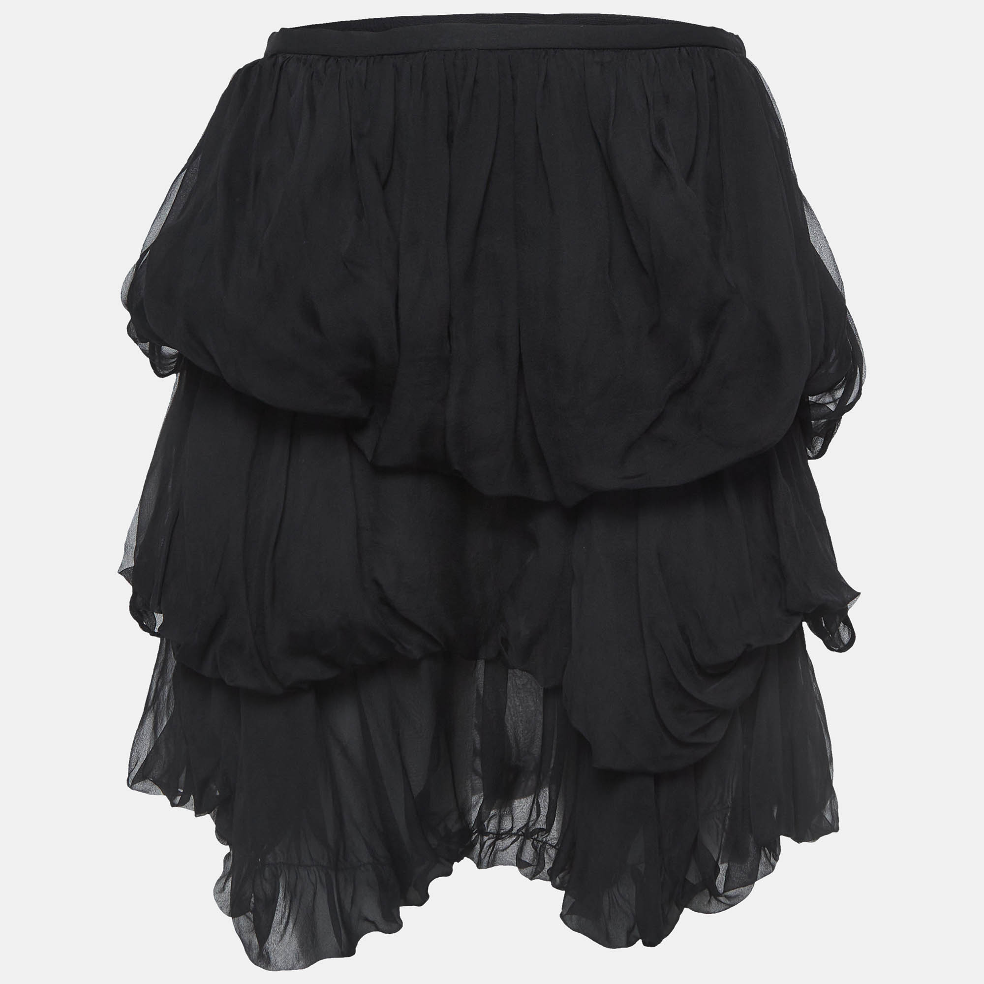 

Stella McCartney Black Silk Tiered Mini Skirt