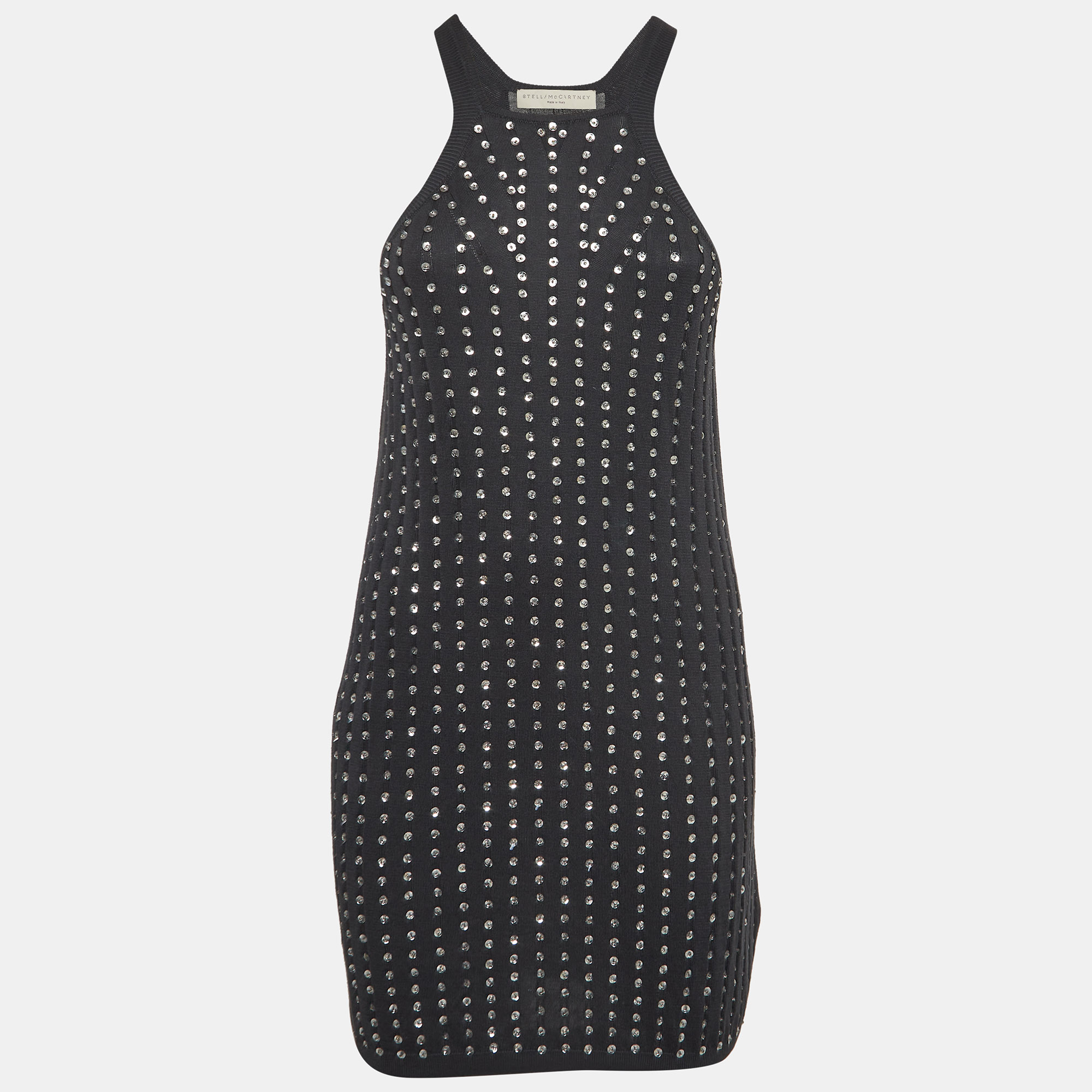 

Stella McCartney Black Embellished Cotton Knit Mini Tank Dress S, Grey
