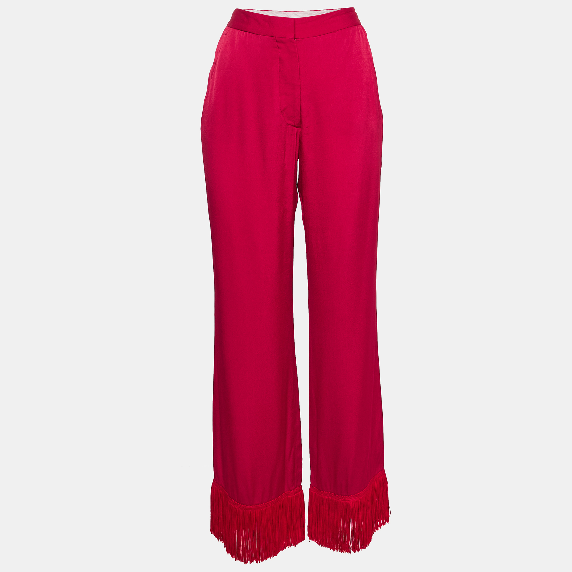 

Stella McCartney Pink Satin Tassels Detail Trousers S