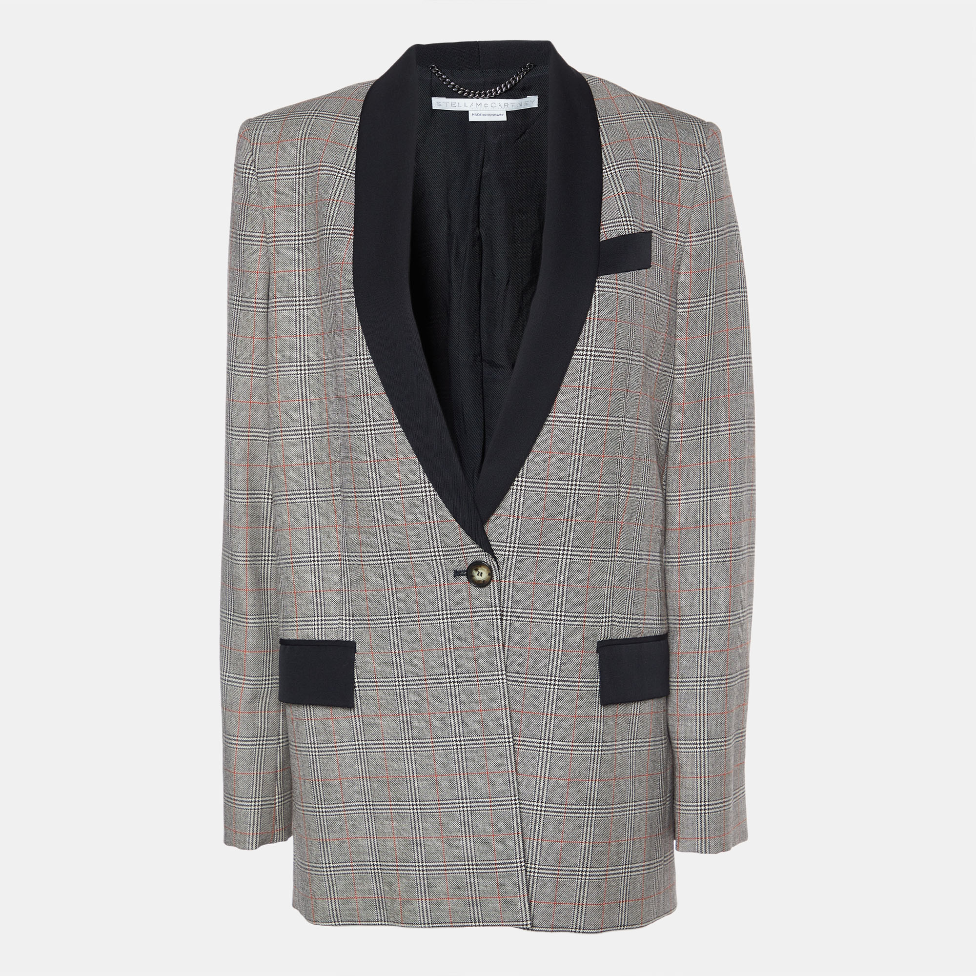 

Stella McCartney Grey Checkered Patterned Wool Overcoat S