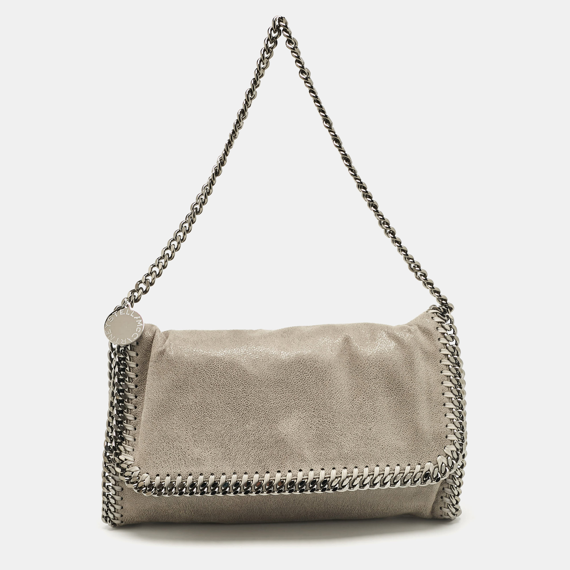 

Stella McCartney Grey Faux Suede Falabella Flap Bag