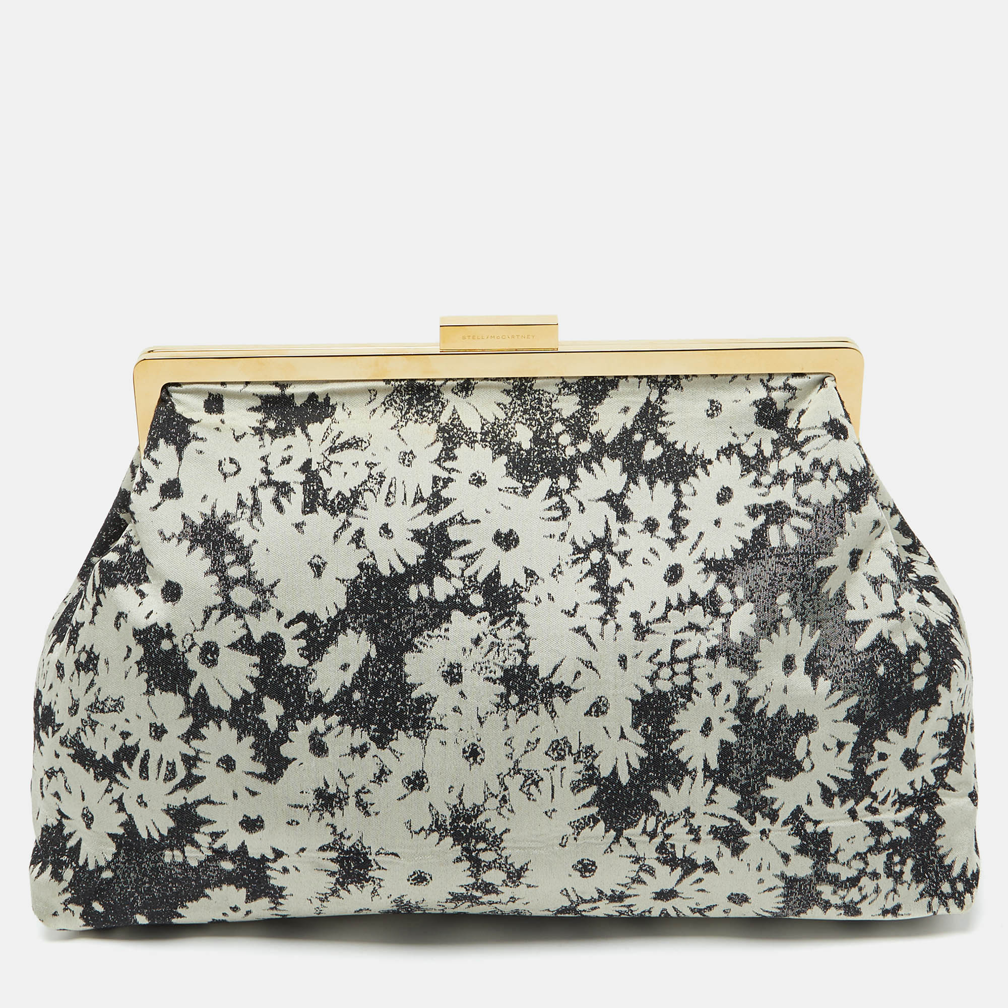 

Stella McCartney Grey Canvas Floral Printed Oversized Daisy Clutch