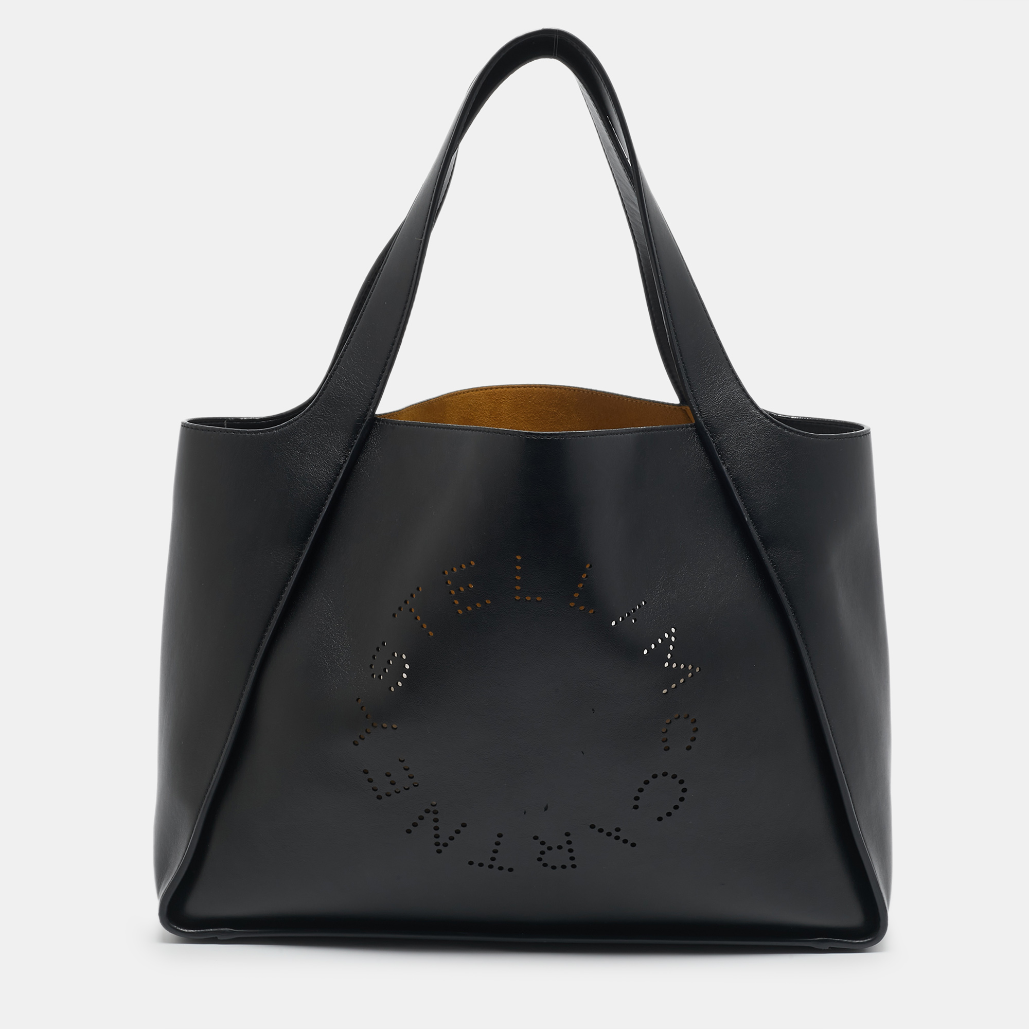 

Stella McCartney Black Faux Leather Perforated Logo Tote