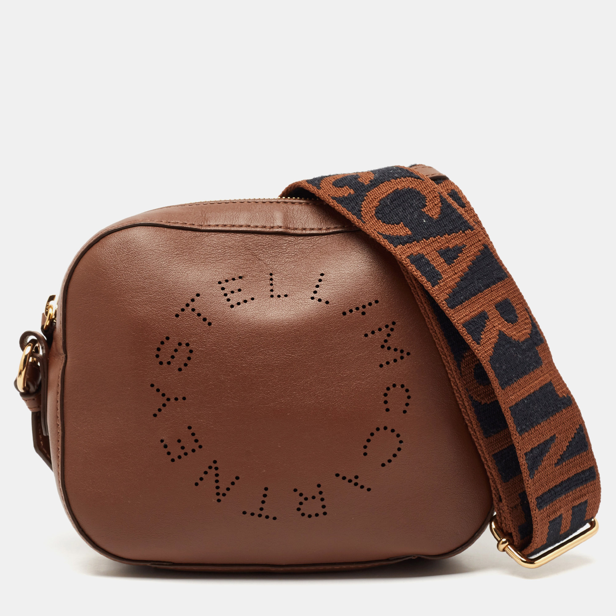 

Stella McCartney Brown Faux Leather  Logo Camera Crossbody Bag