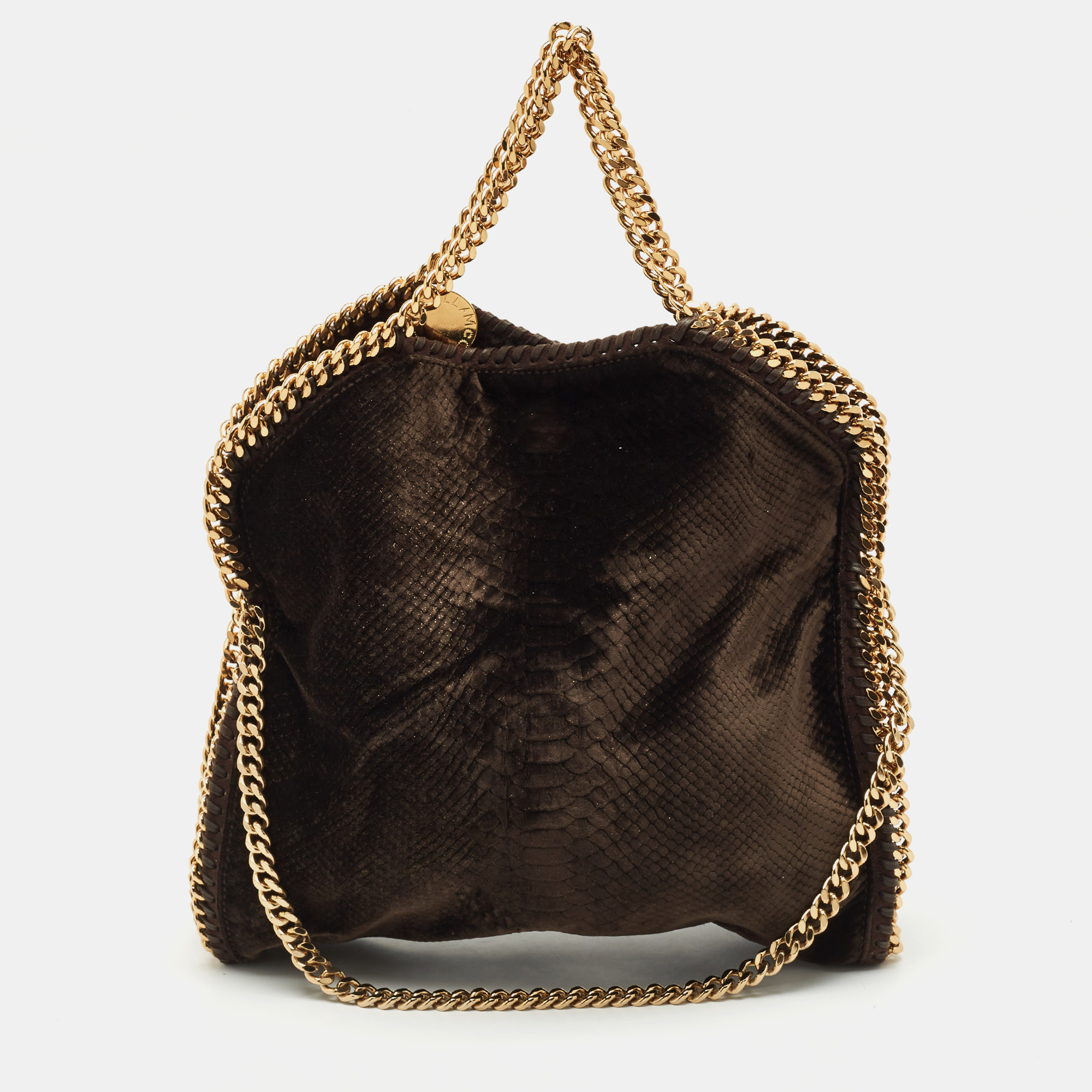

Stella McCartney Brown Python Print Velvet Small Falabella Tote