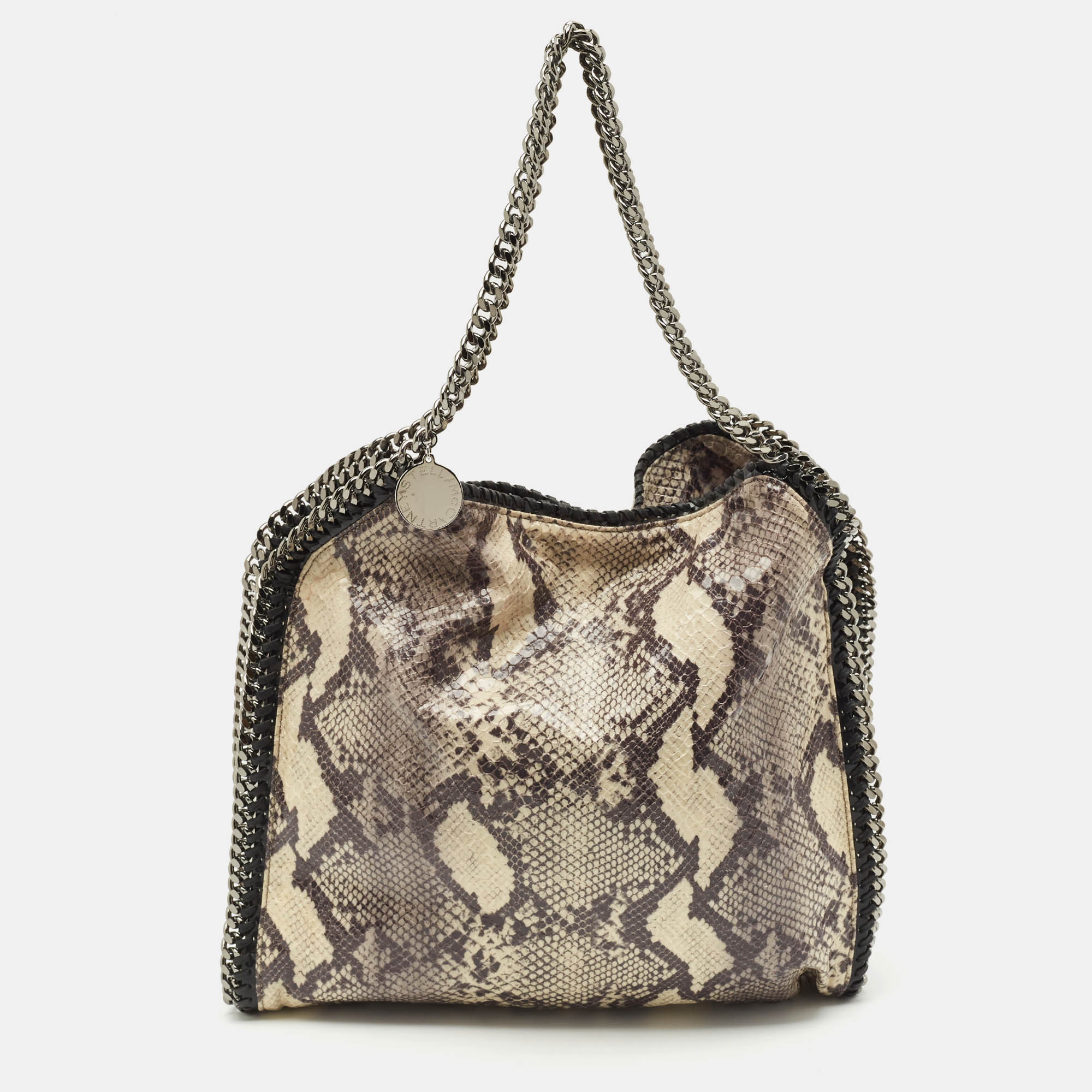

Stella McCartney Beige Python Print Faux Patent Leather  Falabella Tote