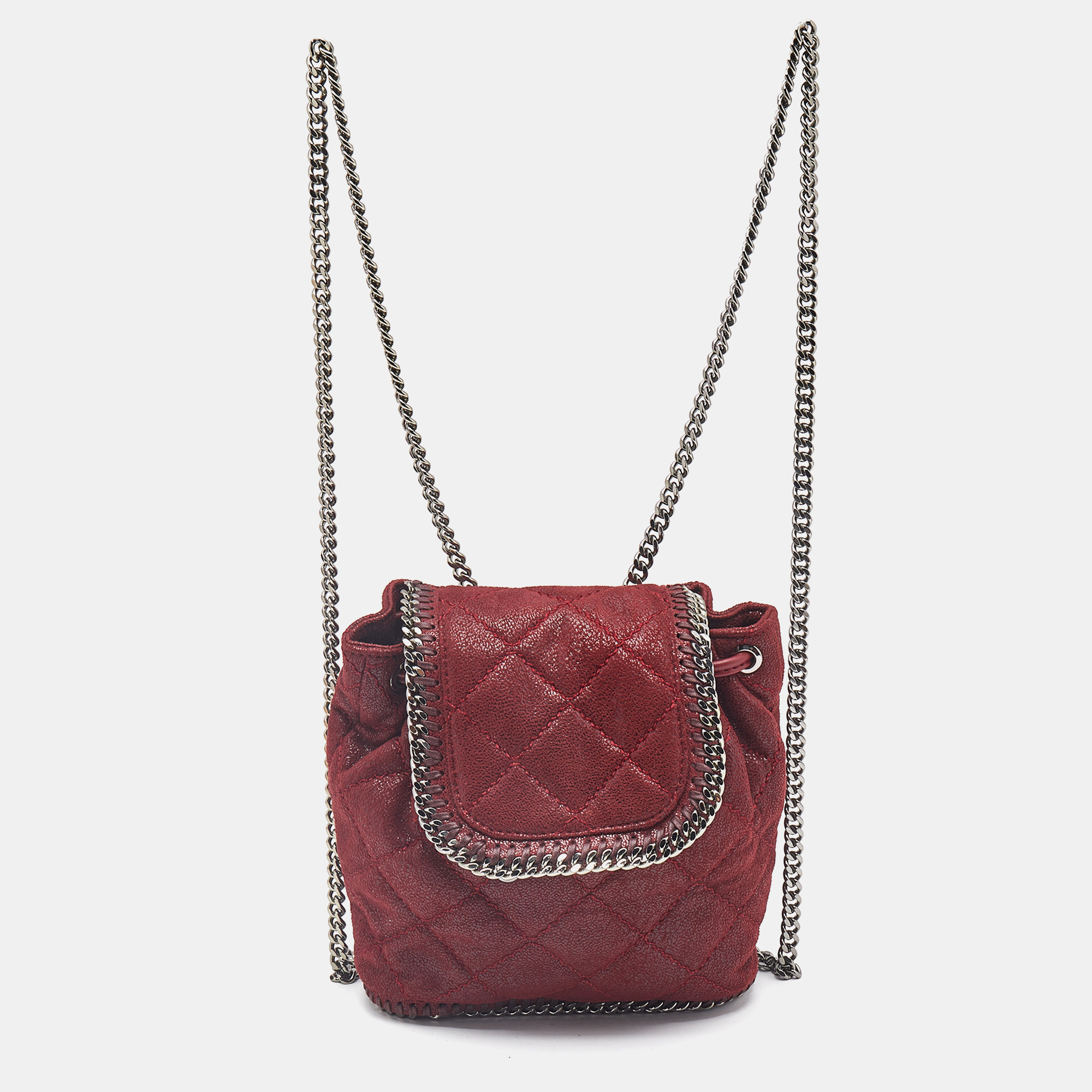 

Stella McCartney Red Faux Suede Mini Falabella Drawstring Backpack