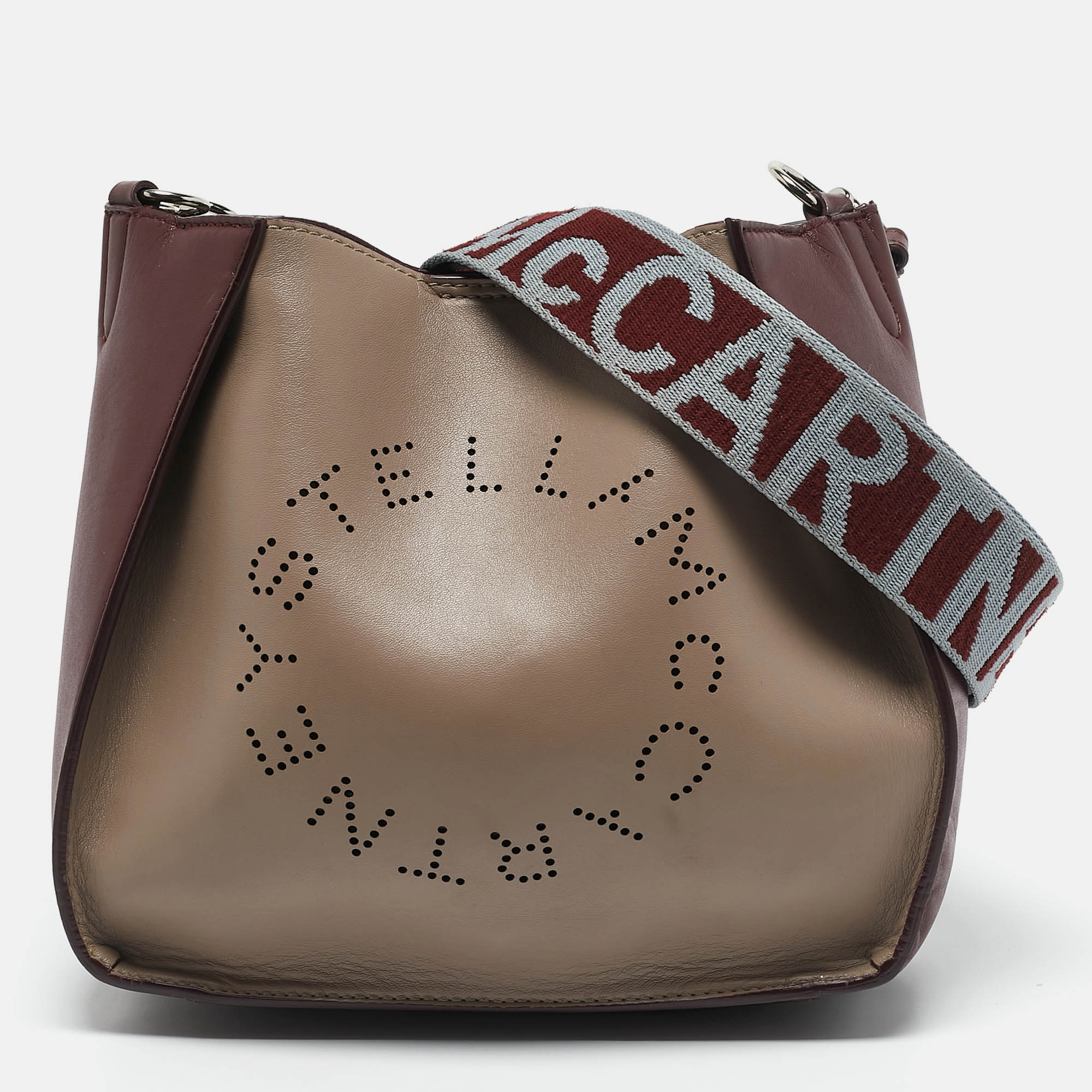 

Stella McCartney Burgundy/Beige Faux Leather Mini Logo Crossbody Bag