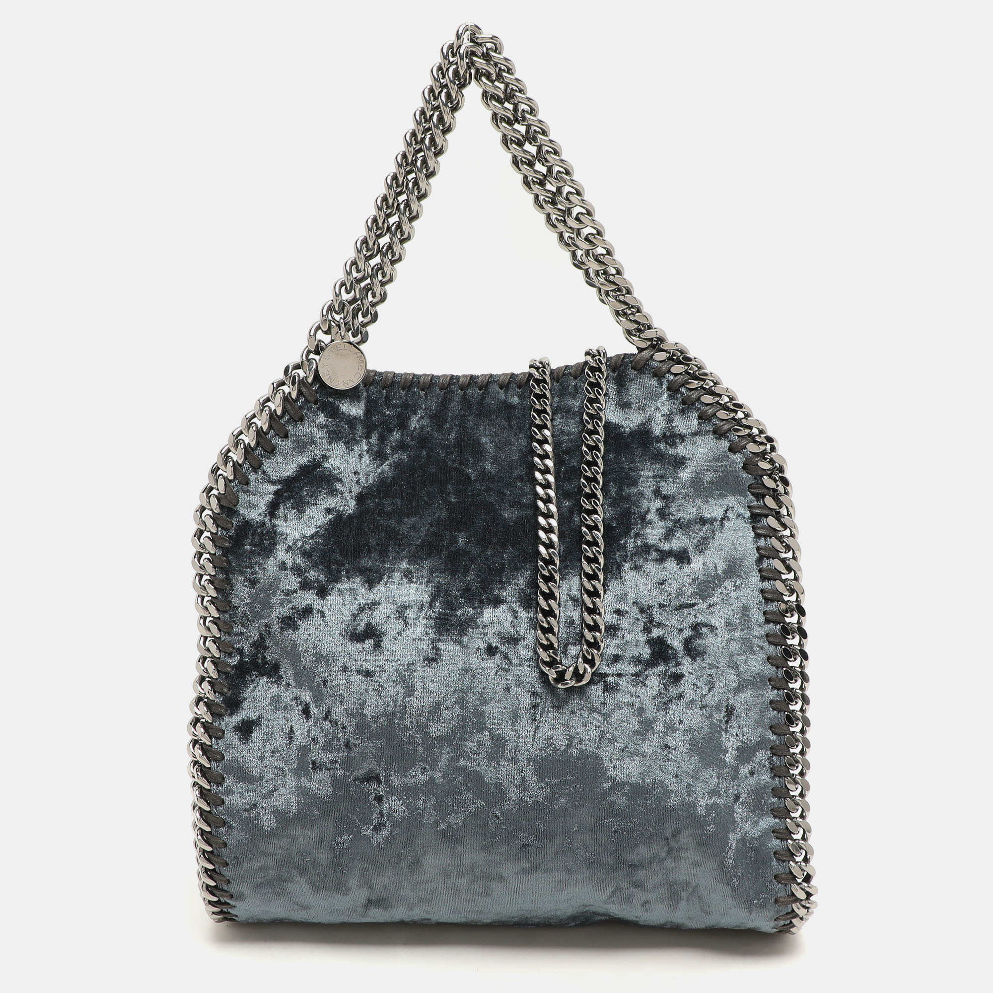 

Stella McCartney Teal Velvet Mini Falabella Tote, Blue