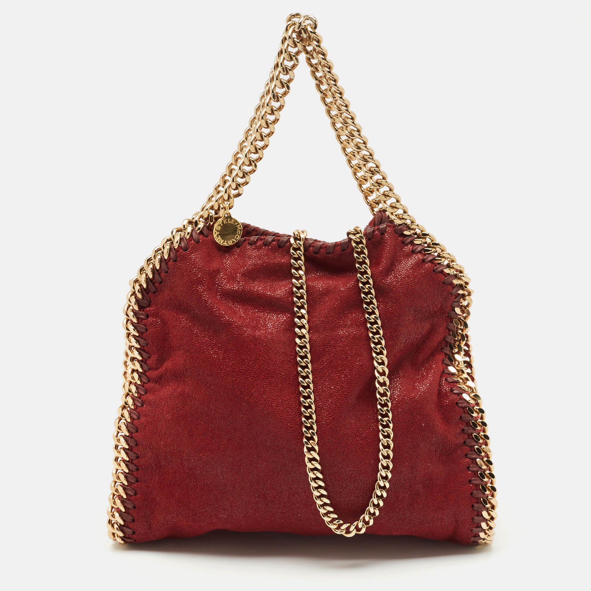 

Stella McCartney Burgundy Faux Leather Mini Falabella Tote