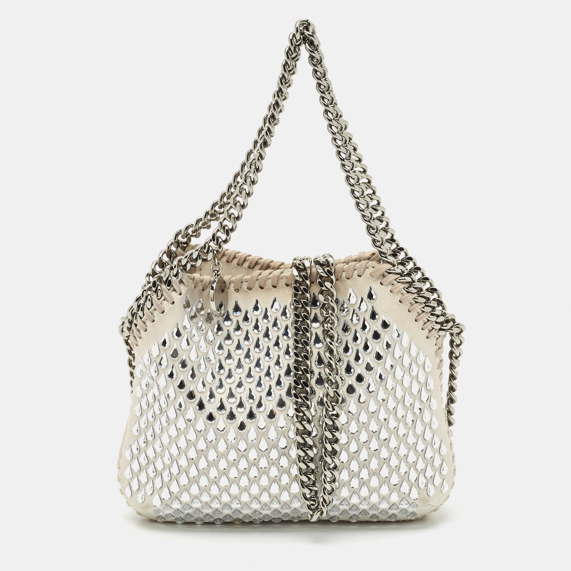 

Stella McCartney Light Grey Fabric Mini Falabella Crystals Tote