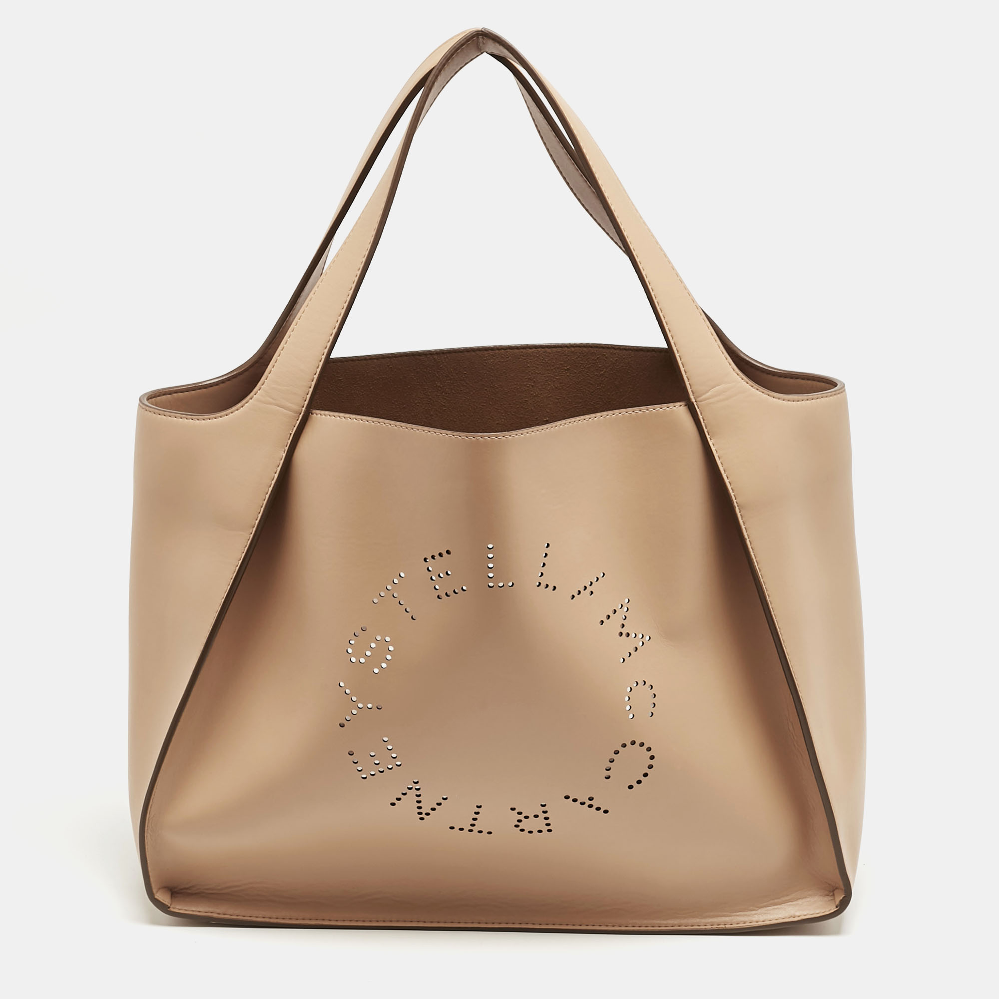 

Stella McCartney Beige Faux Leather Perforated Logo Tote