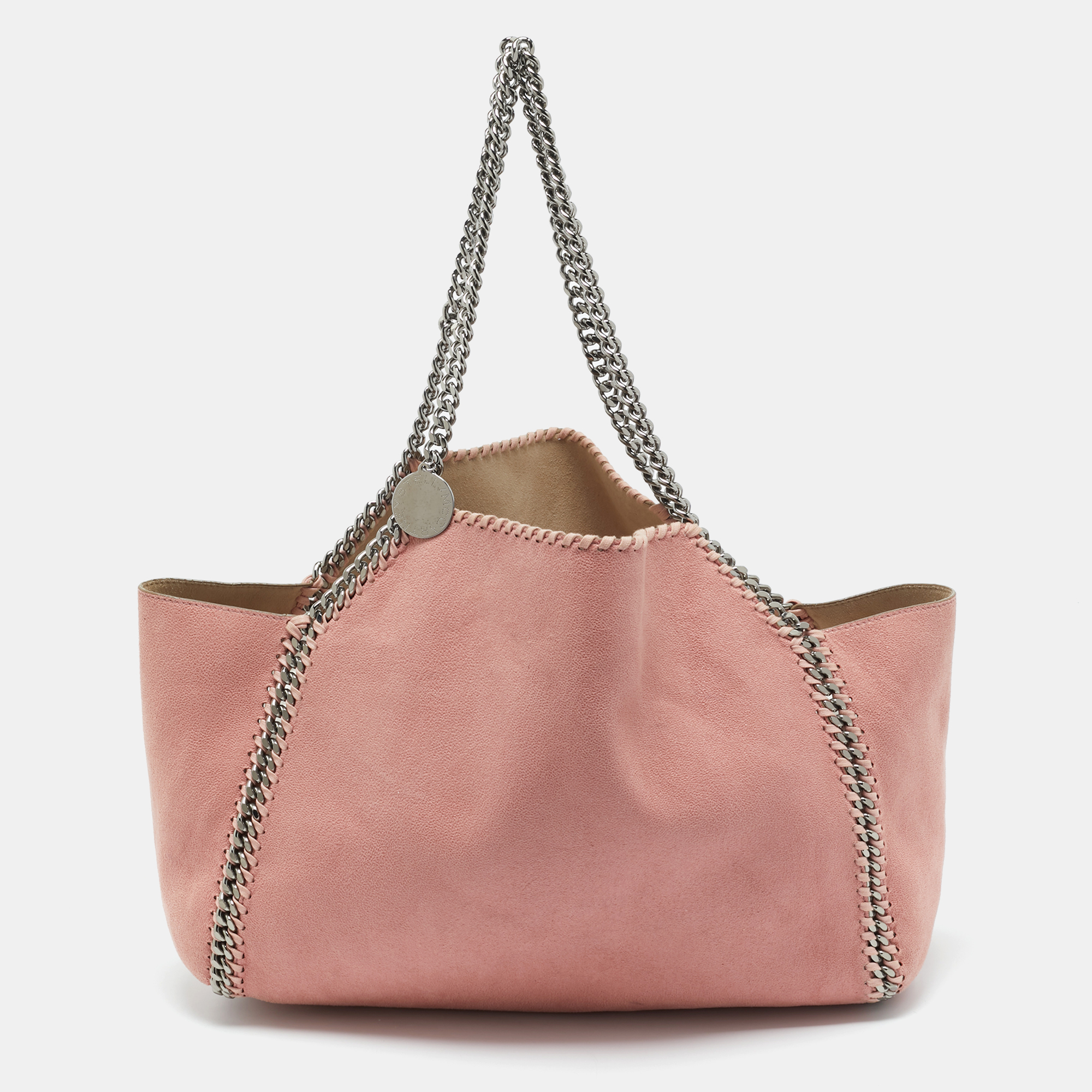 

Stella McCartney Pink/Beige Faux Suede Reversible Falabella Shopper Tote