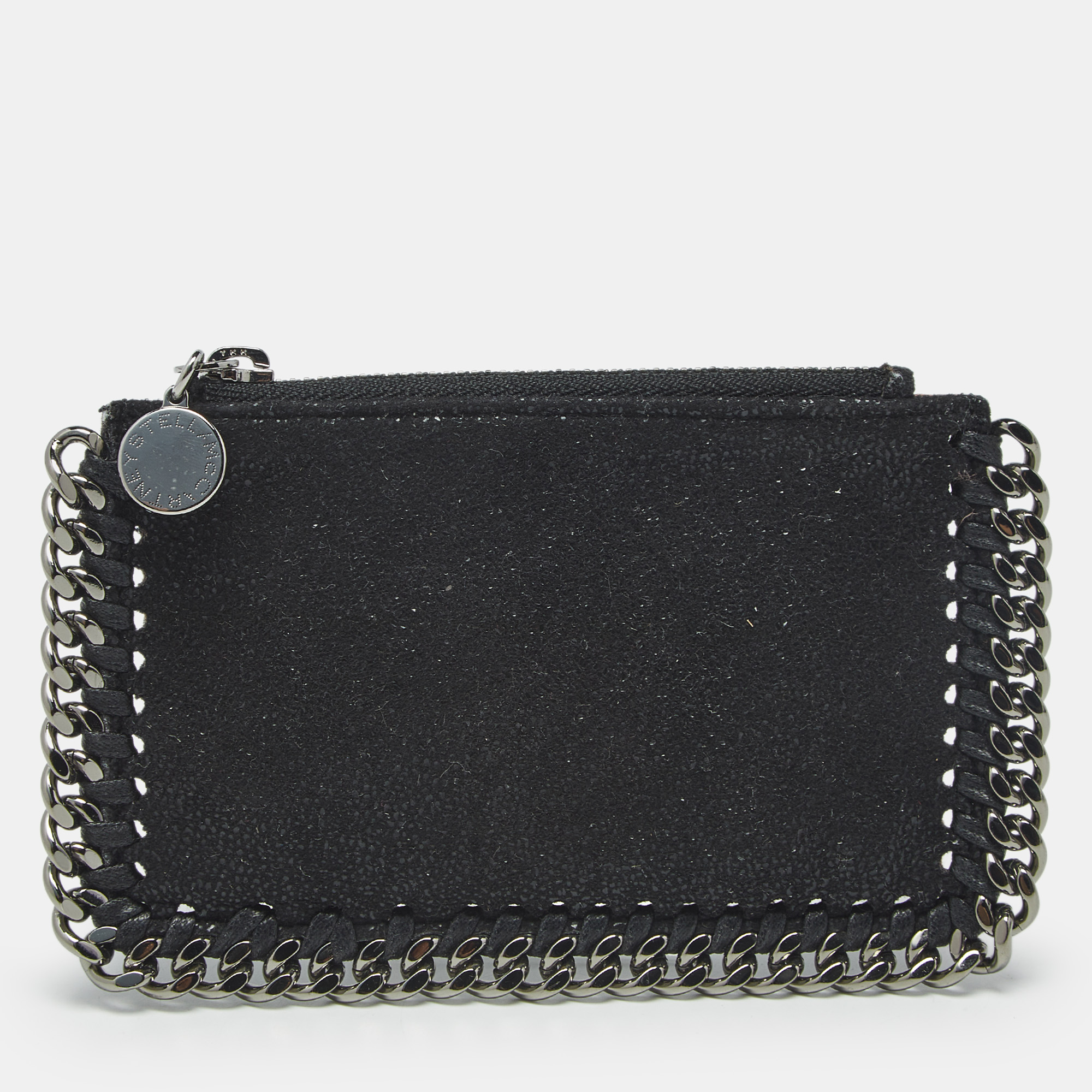 

Stella McCartney Black Faux Suede Falabella Zip Card Holder