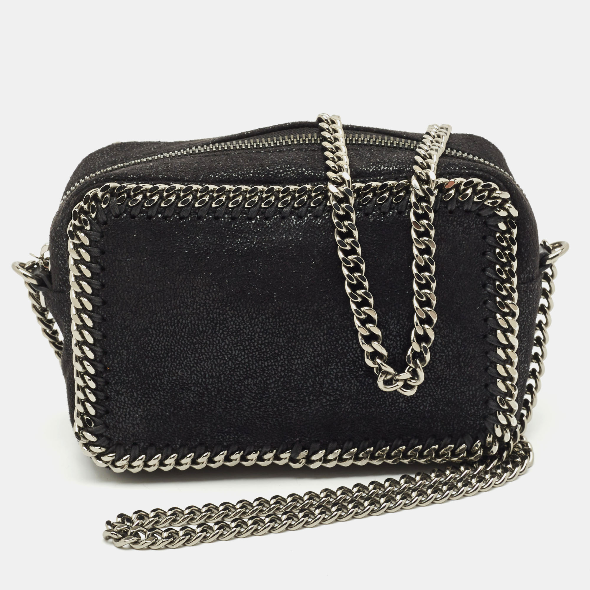

Stella McCartney Black Faux Suede Falabella Camera Crossbody Bag