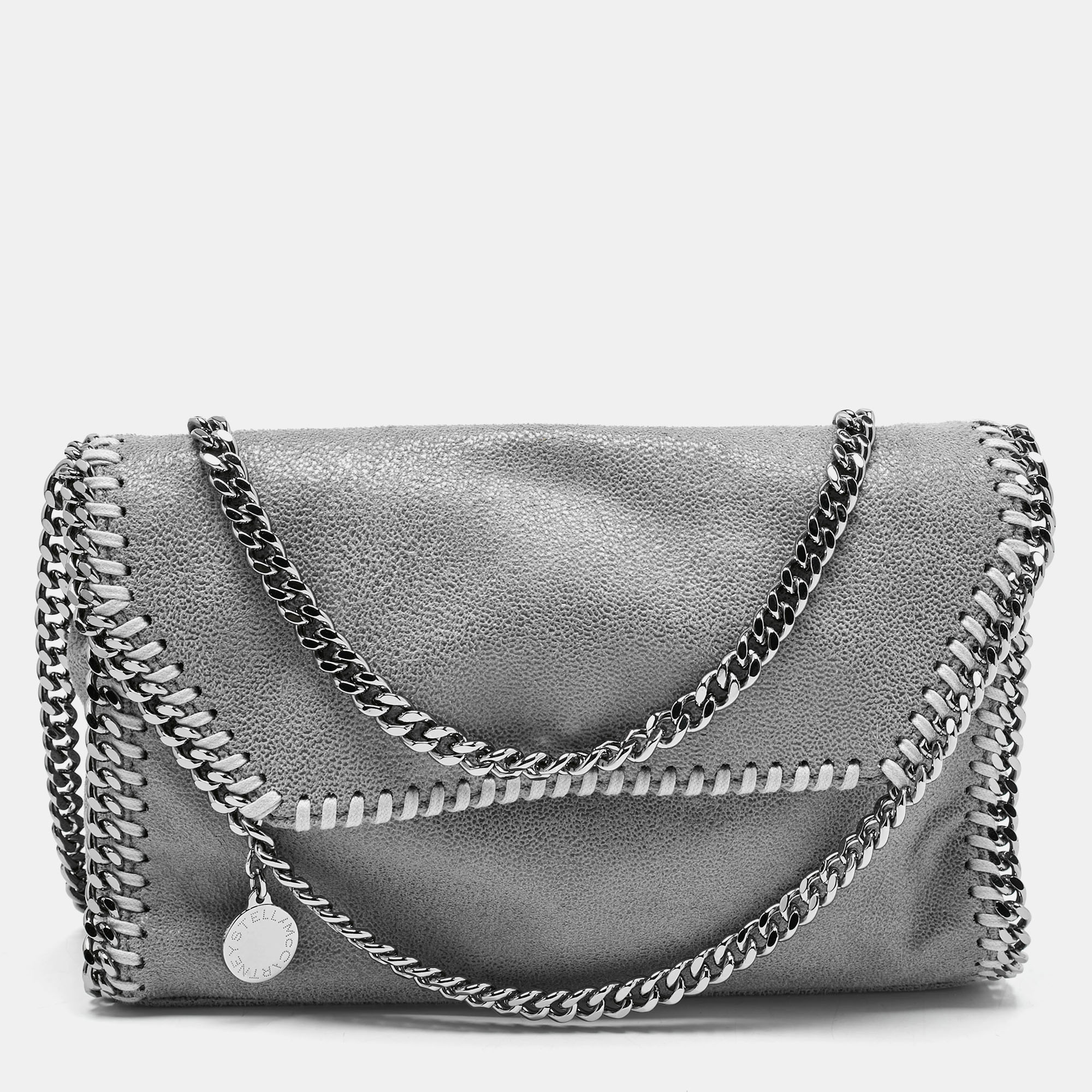 

Stella McCartney Grey Faux Suede Mini Falabella Flap Crossbody Bag
