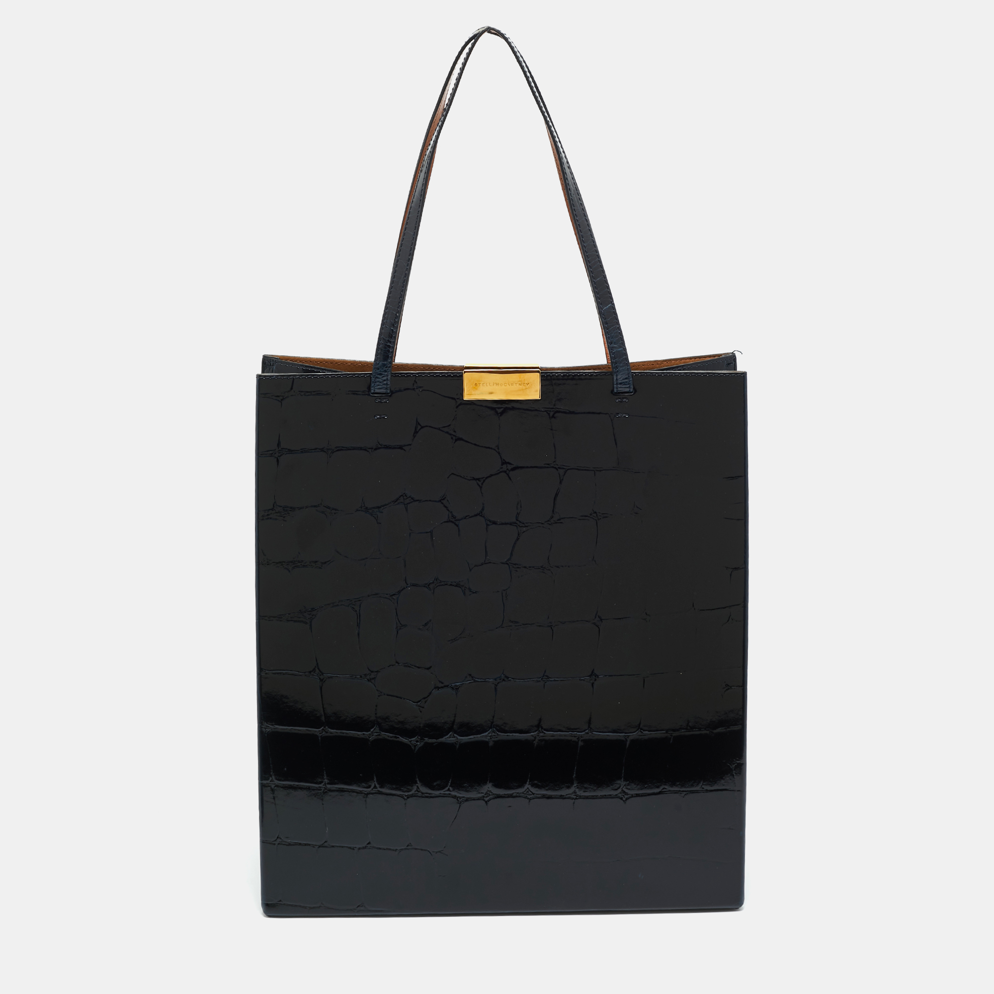 

Stella McCartney Dark Blue Faux Crocodile Leather Shopper Tote