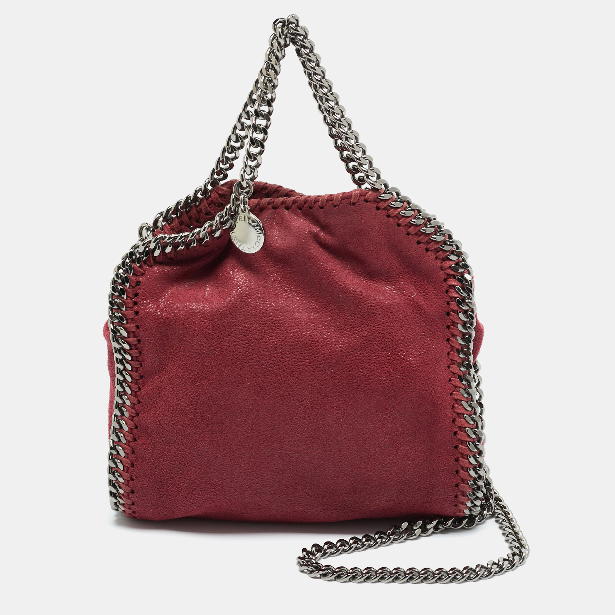 Pre-owned Stella Mccartney Burgundy Faux Suede Tiny Falabella Tote