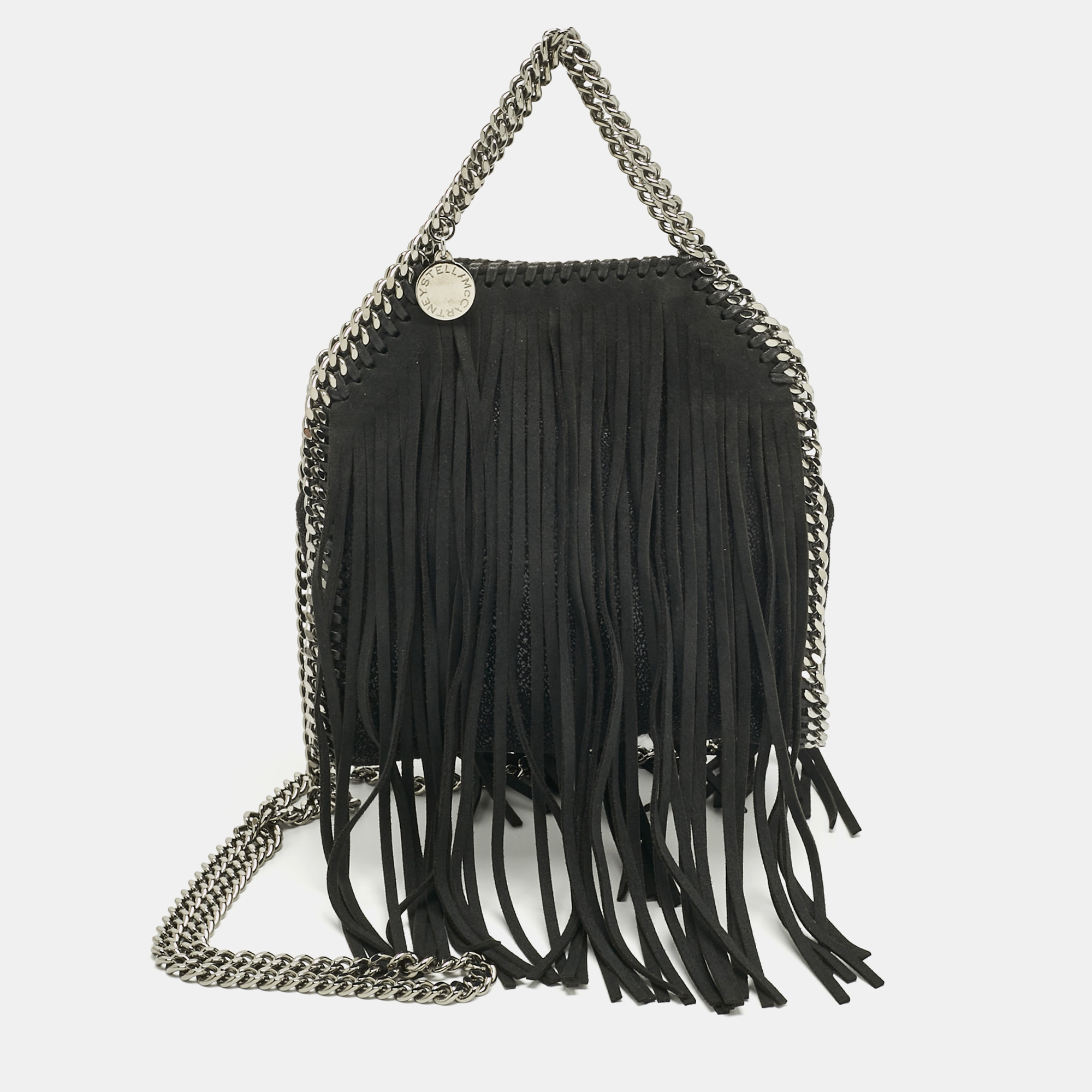 

Stella McCartney Black Faux Suede Tiny Falabella Tote