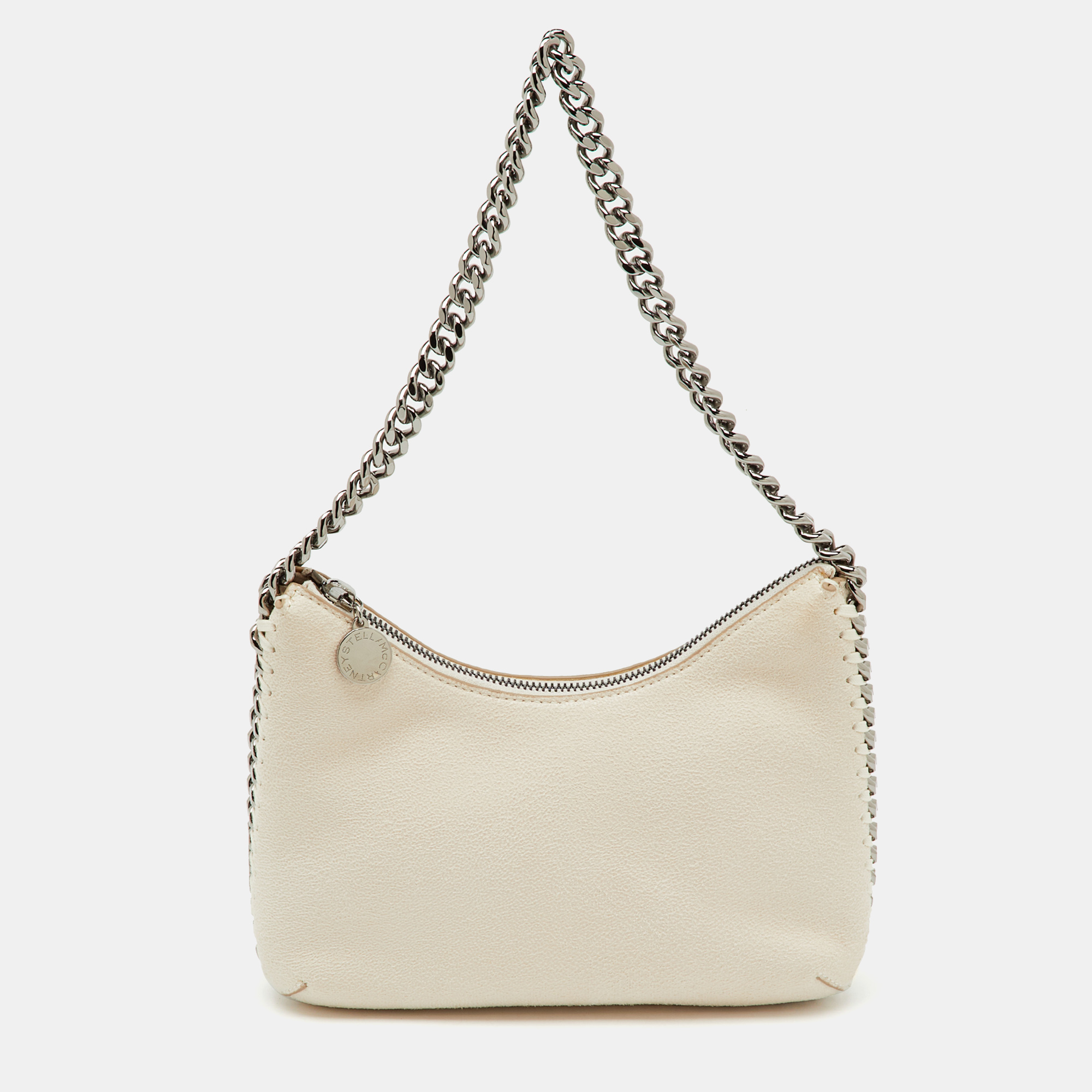 Pre-owned Stella Mccartney Off White Faux Suede Mini Falabella Shoulder Bag