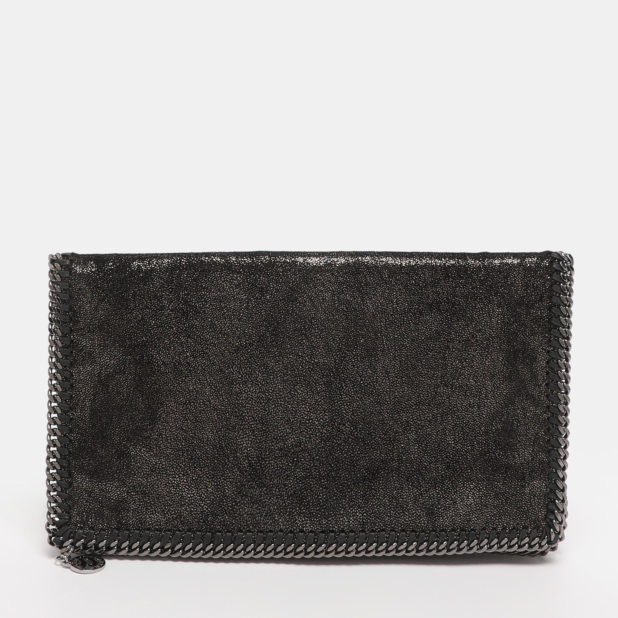 

Stella McCartney Black Faux Leather Falabella Fold Over Clutch