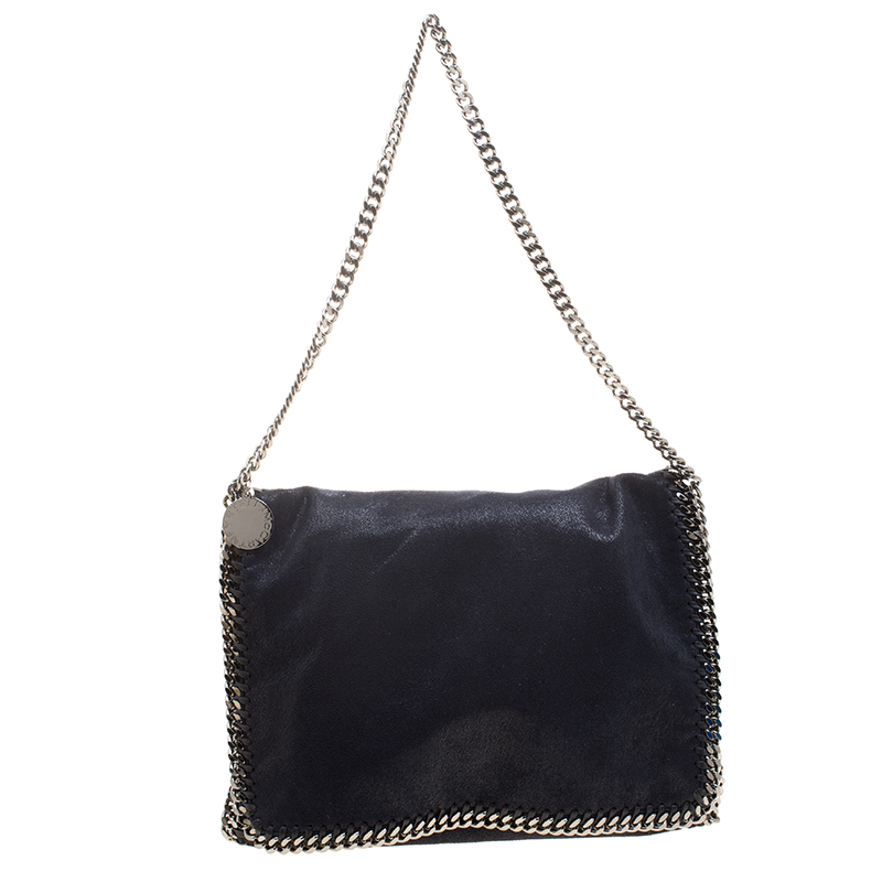 Stella McCartney Dark Blue Faux Leather Flap Shoulder Bag