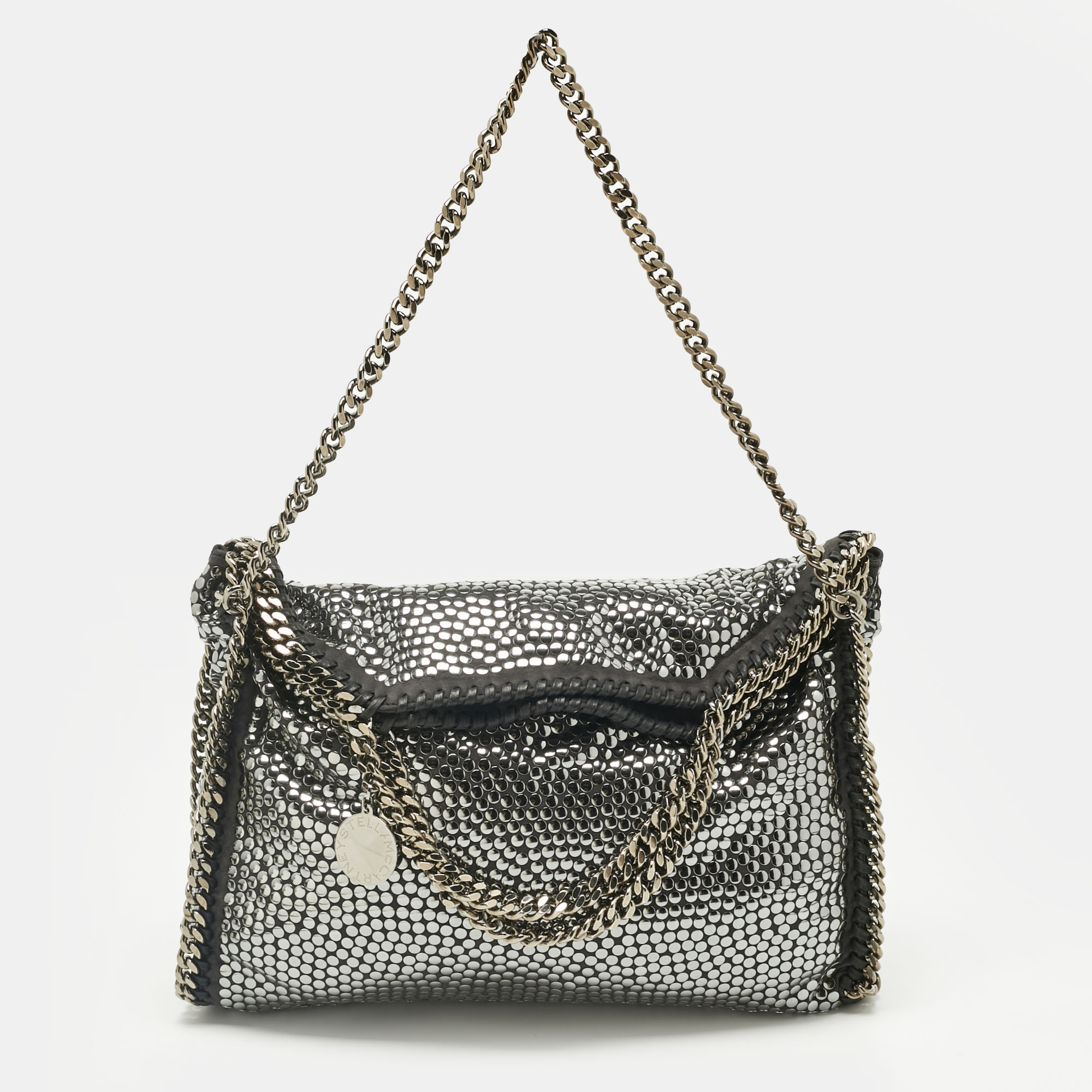 Pre-owned Stella Mccartney Black Faux Suede Small Studded Falabella Tote