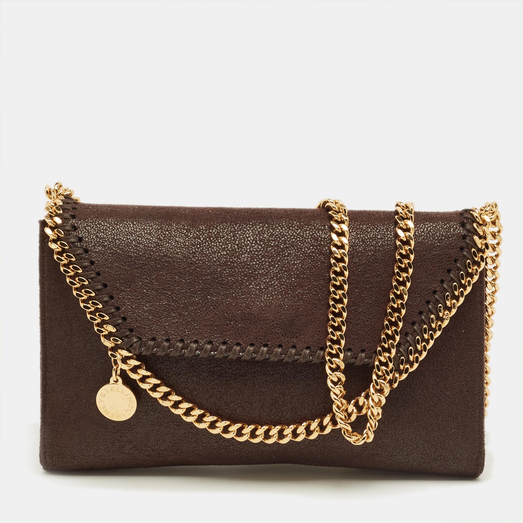

Stella McCartney Dark Brown Faux Leather Mini Falabella Flap Crossbody Bag