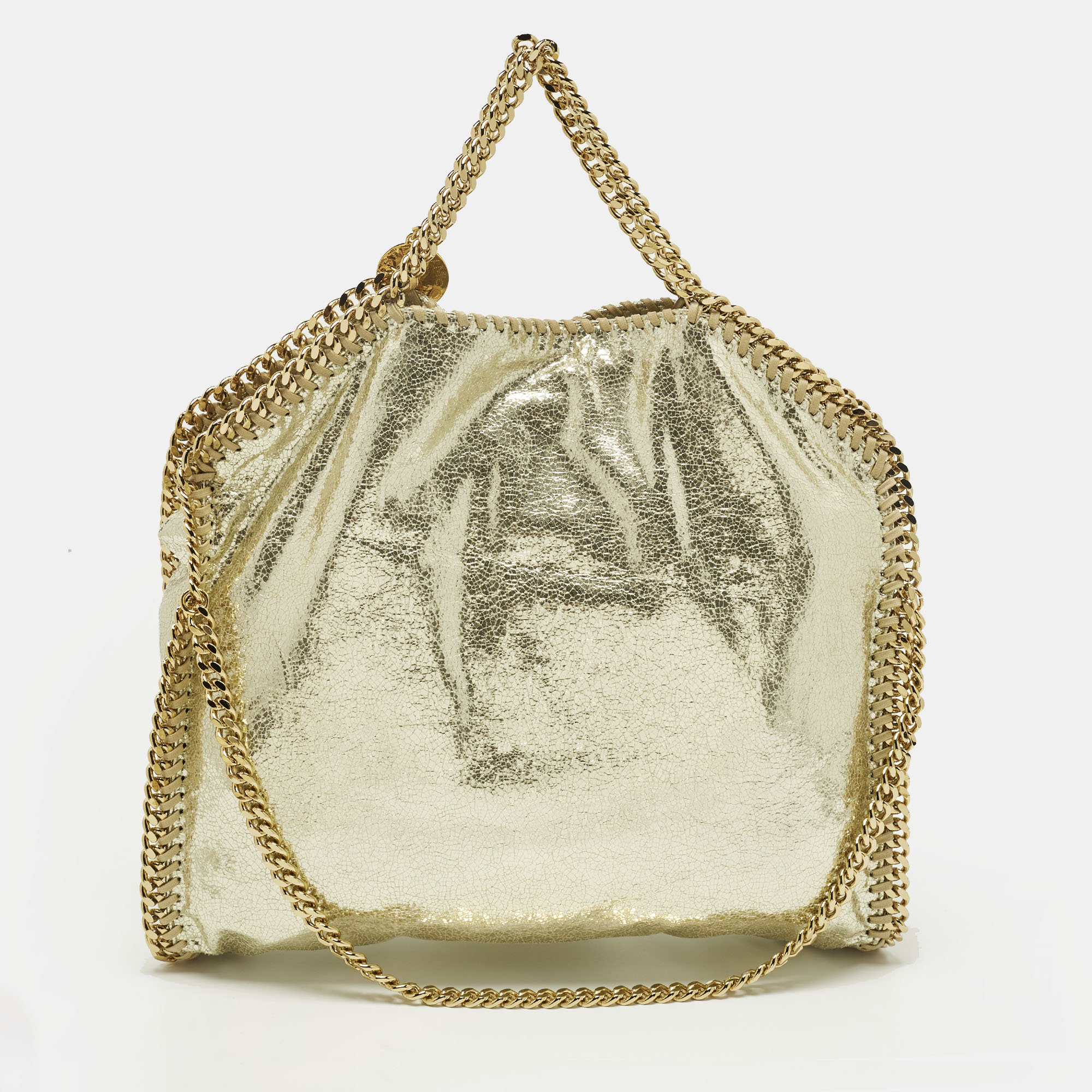 

Stella McCartney Falabella  Gold Faux Crackled Patent Leather Tote