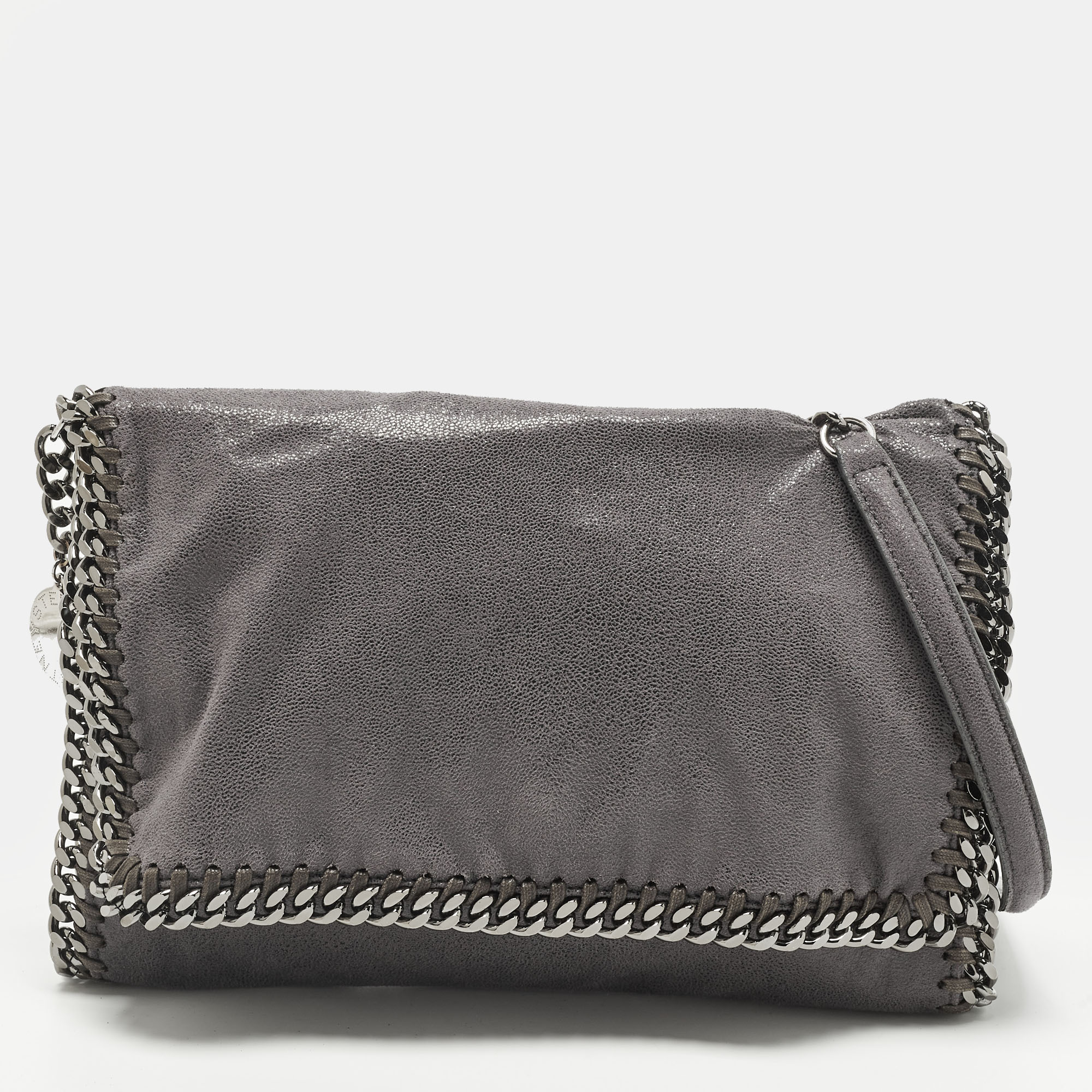 

Stella McCartney Falabella Flap Grey Faux Suede Shoulder Bag