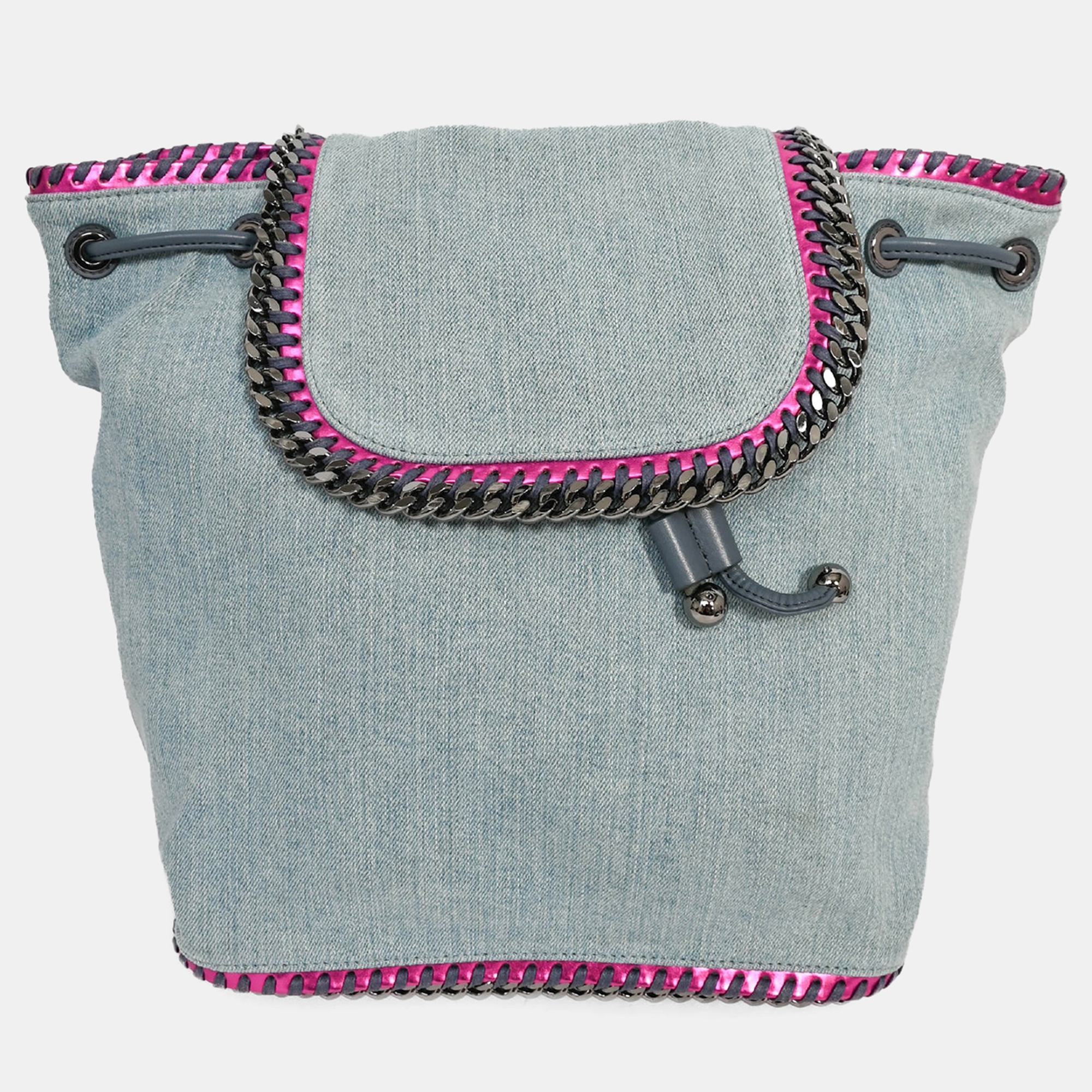 

Stella McCartney Denim/Metallic Pink Leather Accent 'Falabella' Backpack, Blue