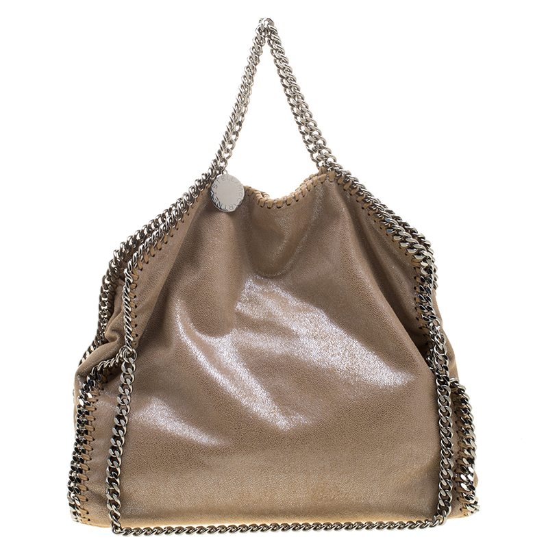 مملوكة مسبقًا Stella McCartney Dark Beige Faux Leather Falabella Fold Over Tote