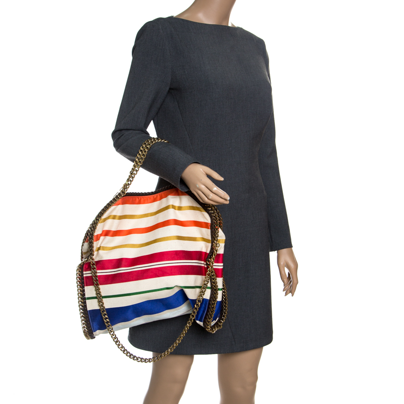 

Stella McCartney Multicolor Striped Canvas Small Falabella Tote