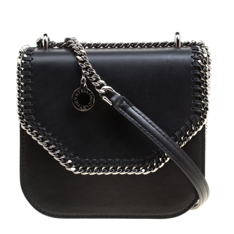 Stella McCartney Black Faux Leather Mini Falabella Box Shoulder Bag