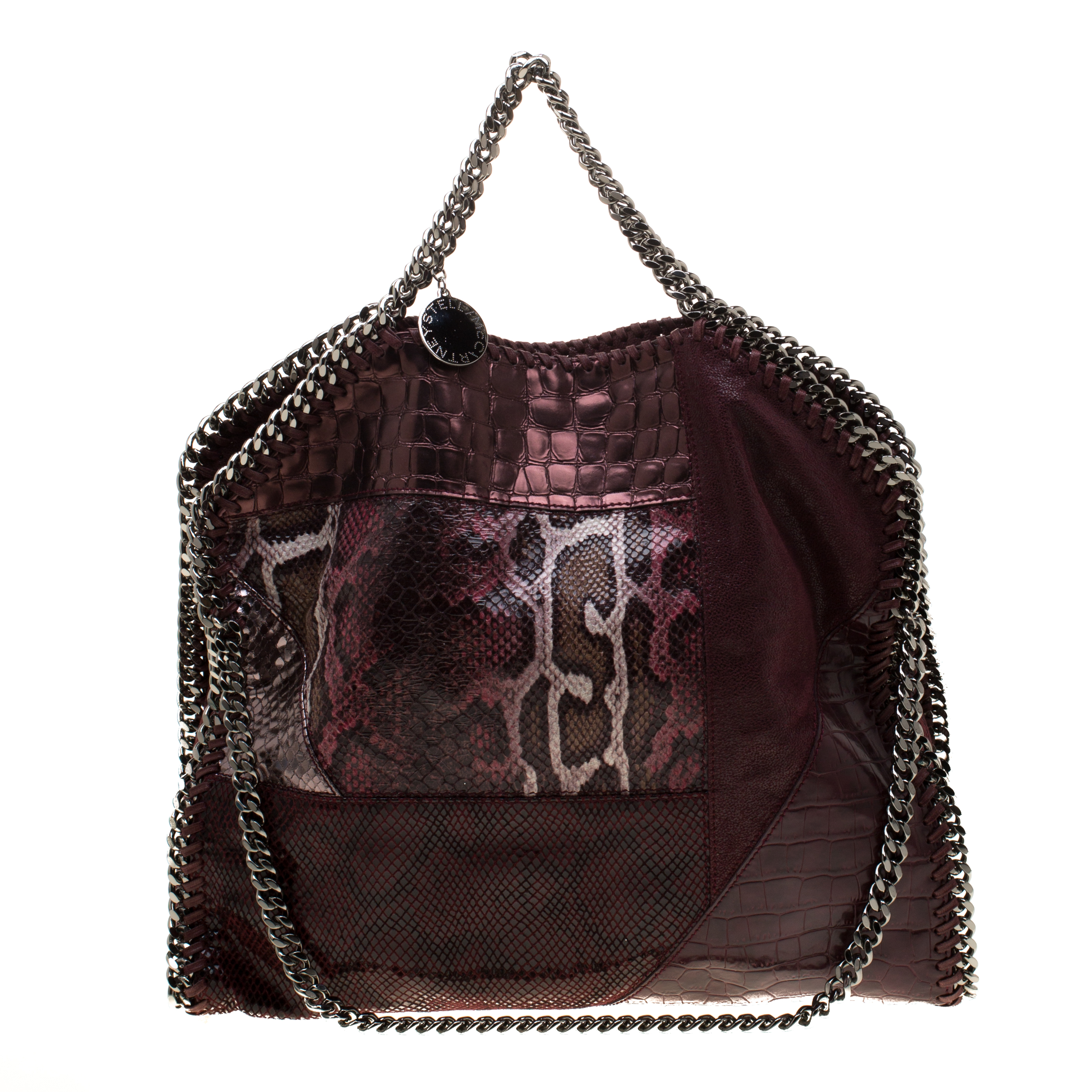 Pre Owned حقيبة يد ستيلا ماكرتني فالابيلا جلد ثعبان صناعي خضراء زاهية / رمادية