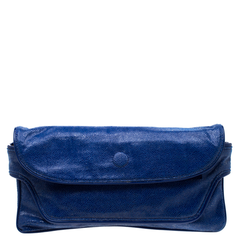مملوكة مسبقًا Stella McCartney Blue Faux Leather Appaloosa Clutch