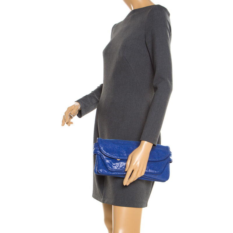 

Stella McCartney Blue Faux Leather Appaloosa Clutch