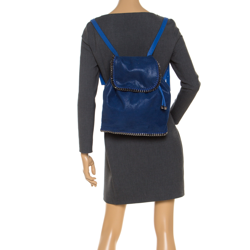 

Stella McCartney Blue Faux Leather Falabella Shaggy Backpack