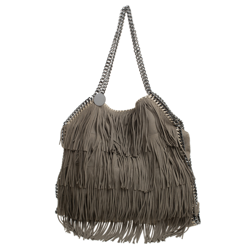 Stella McCartney Grey Faux Suede Falabella Fringed Tote