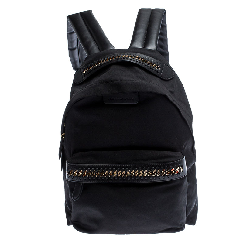 Stella McCartney Black Nylon and Leather Falabella Backpack