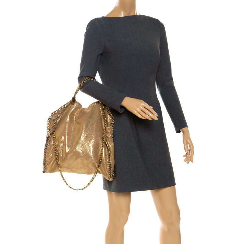 

Stella McCartney Metallic Gold Faux Leather Falabella Chain Tote